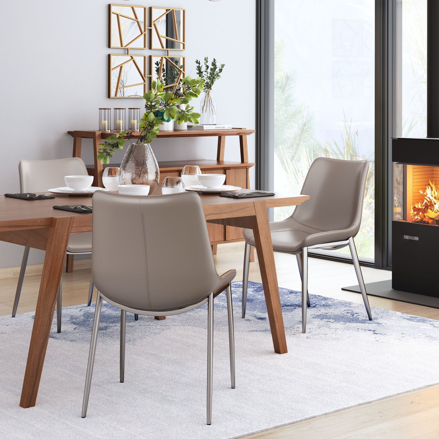 Magnus Dining Chair (Set of 2) Brown & Silver style shot 2