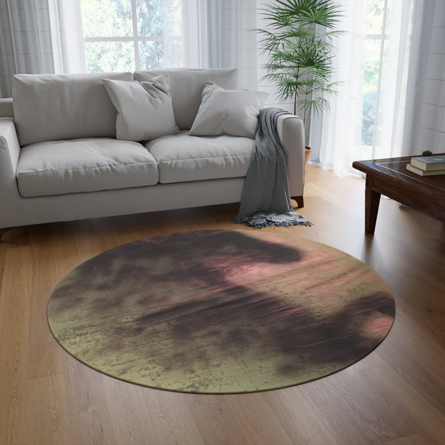 Round Rug - Neutral Horse Painting Design