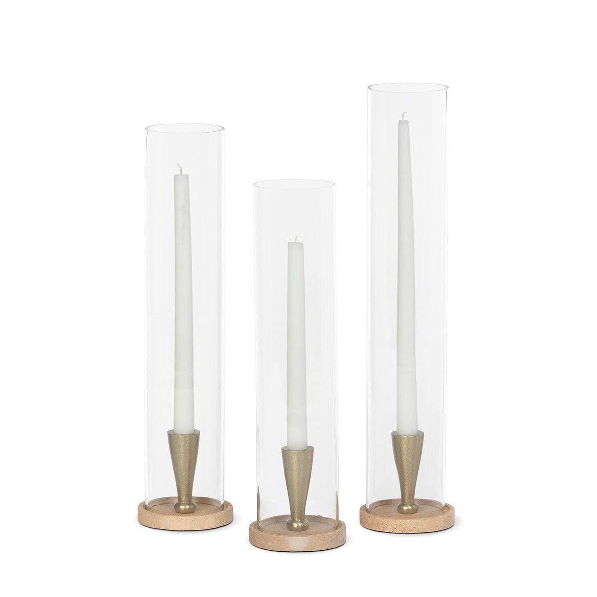Harrison Candle Holder, Travertine, Set of 3 style shot 2