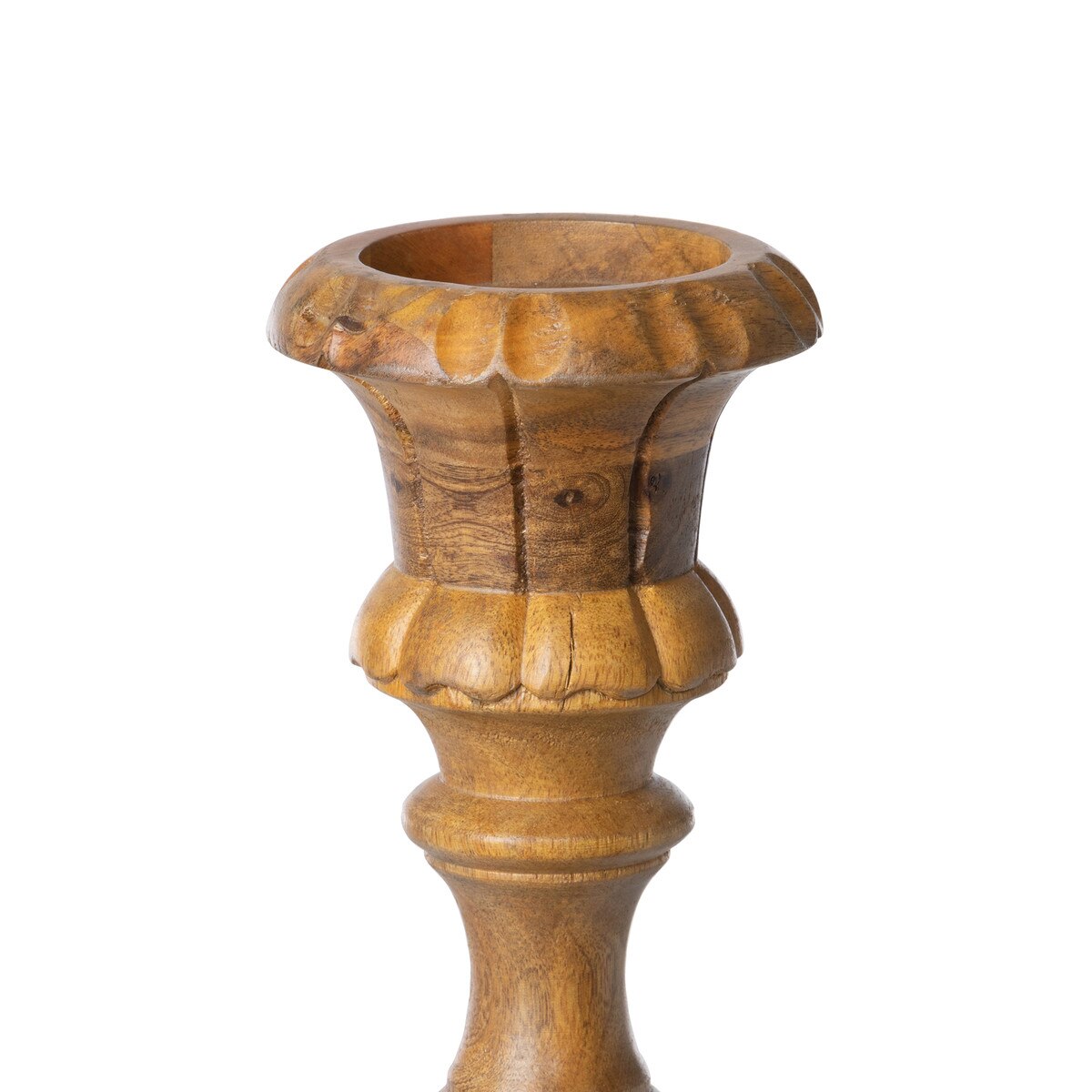 Carved Wood Pillar Candle Holder style shot 2
