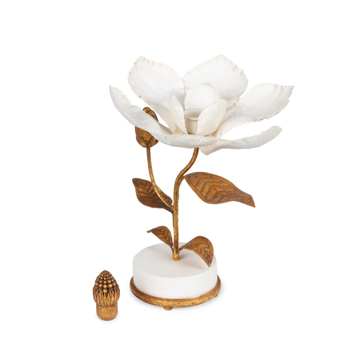 Hand Sculpted Magnolia Candle Holder, 10" style shot 2