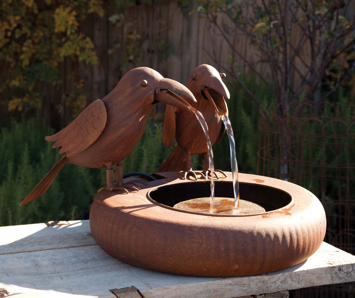 Folk Art Crows Fountain style shot 2