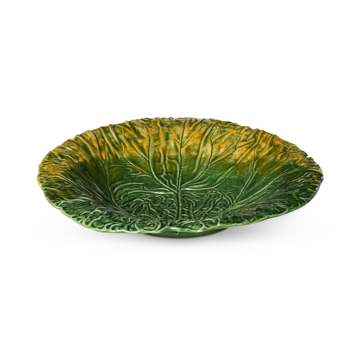 Green Cabbage Leaf Ceramic Serving Platter, 20" Dia. style shot 2