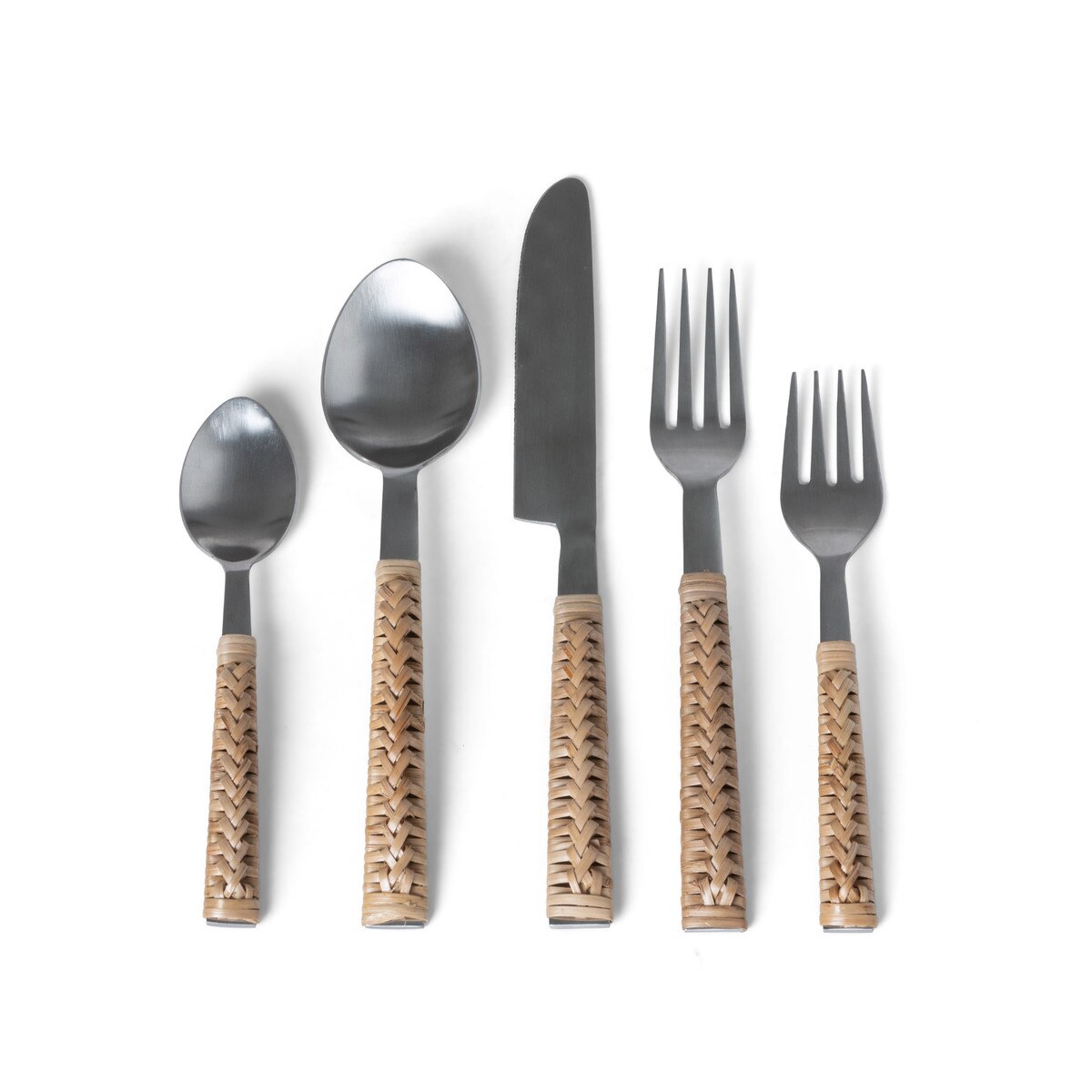 Woven Bamboo Handle Cutlery Set style shot 1