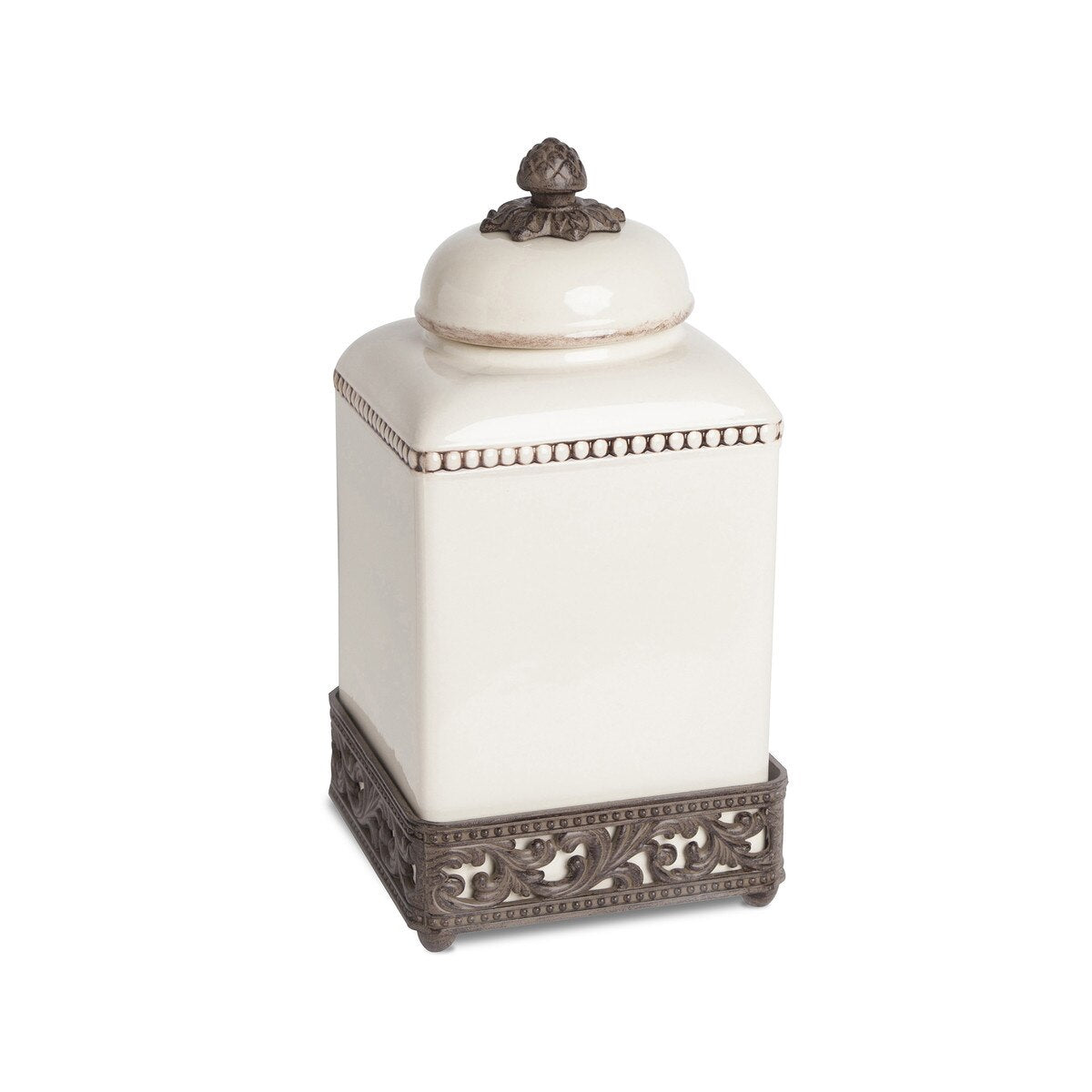 Acanthus Stoneware Square Canister, 13.5" style shot 1