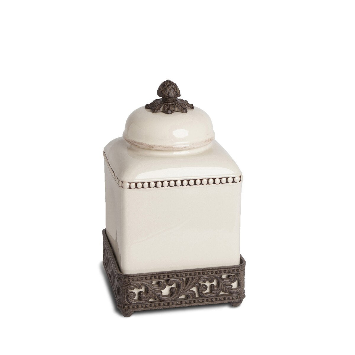 Acanthus Stoneware Square Canister, 12" style shot 1