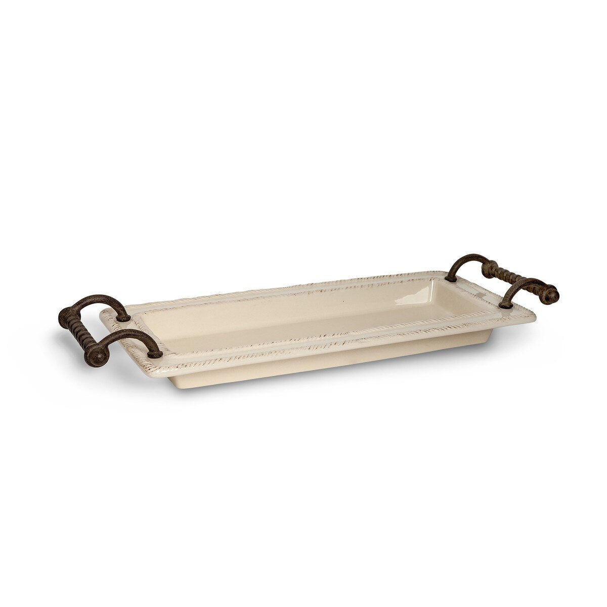 Stoneware Tray with Metal Handles style shot 1