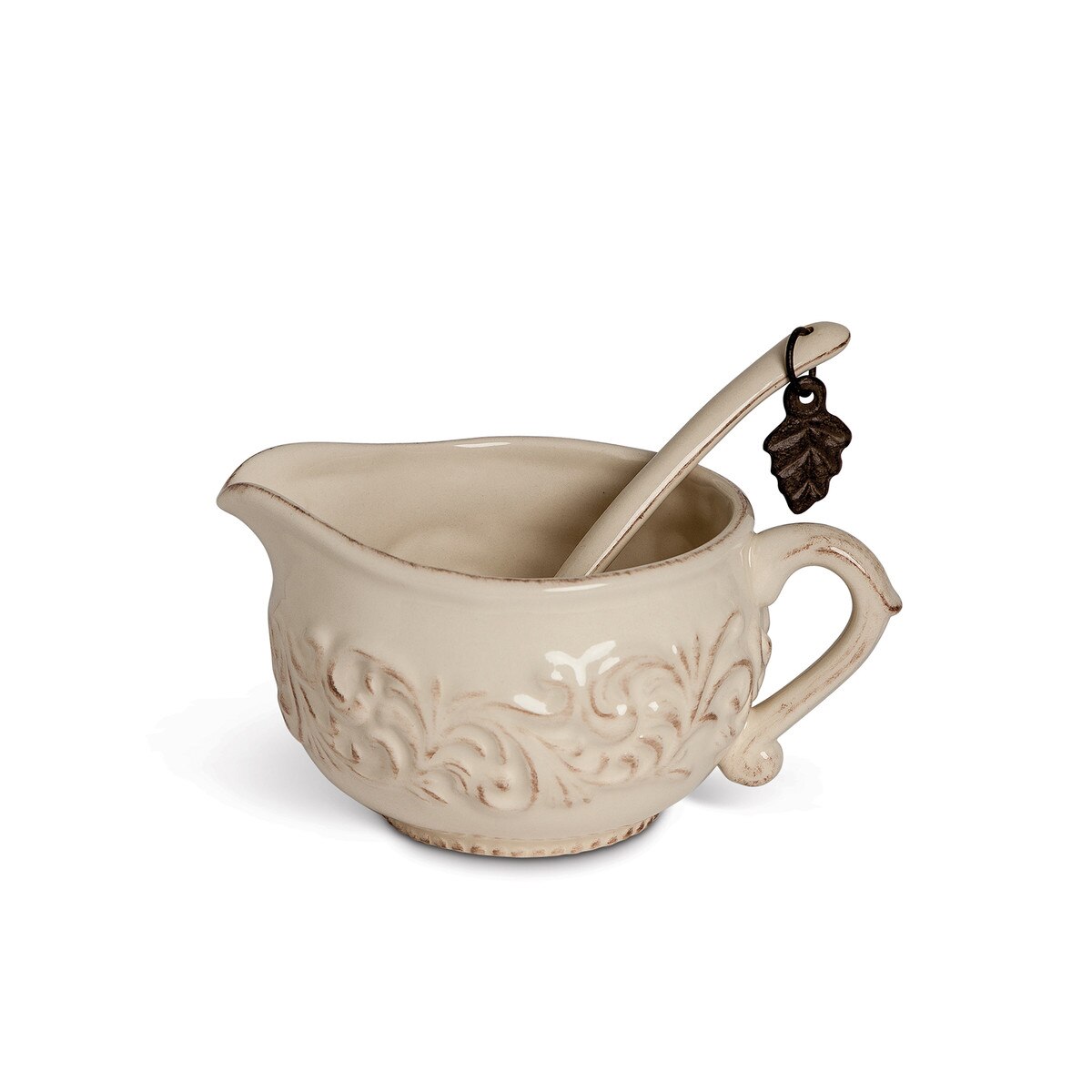 Acanthus Stoneware Gravy Boat with Ladle style shot 1