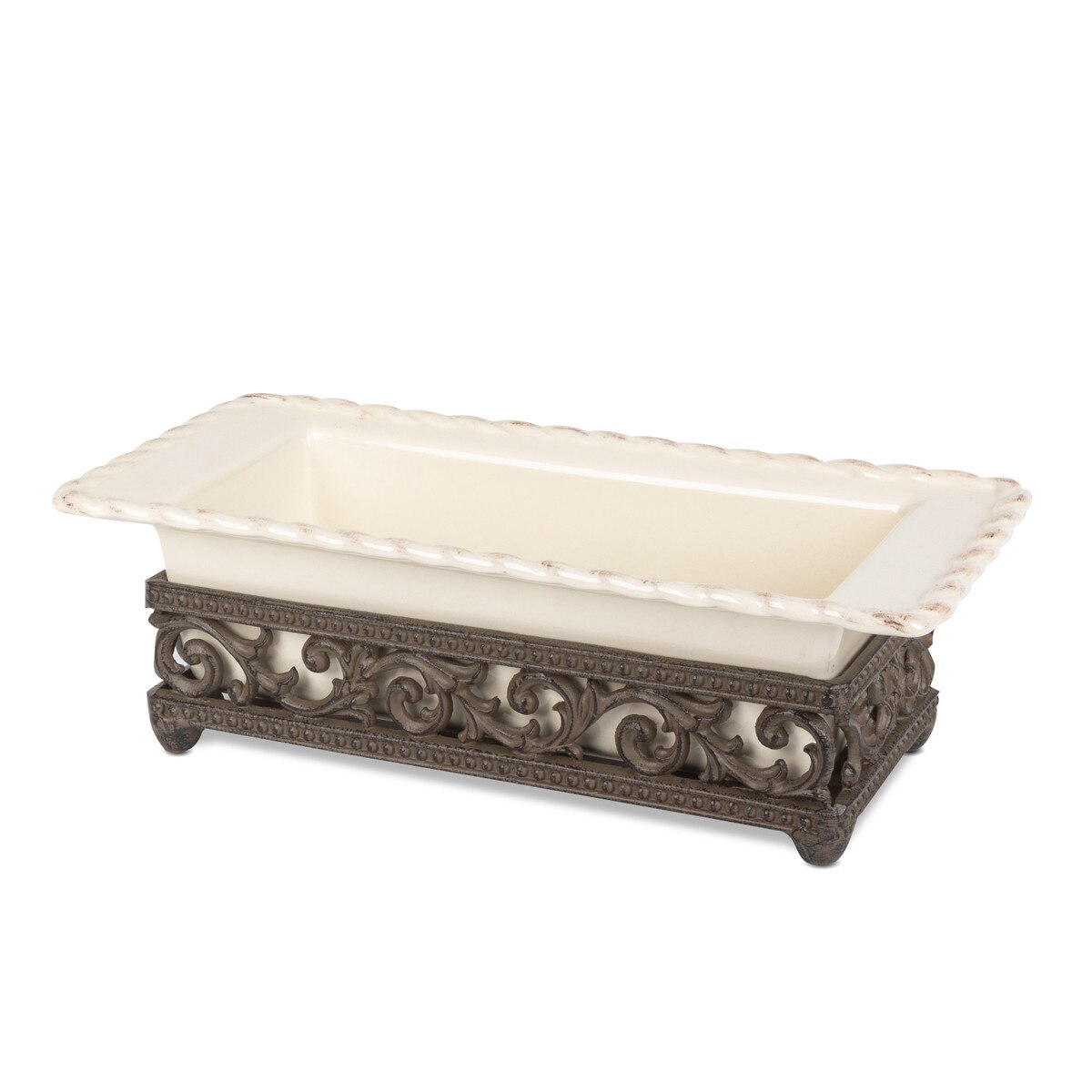 Acanthus Stoneware Loaf Serving Dish style shot 1