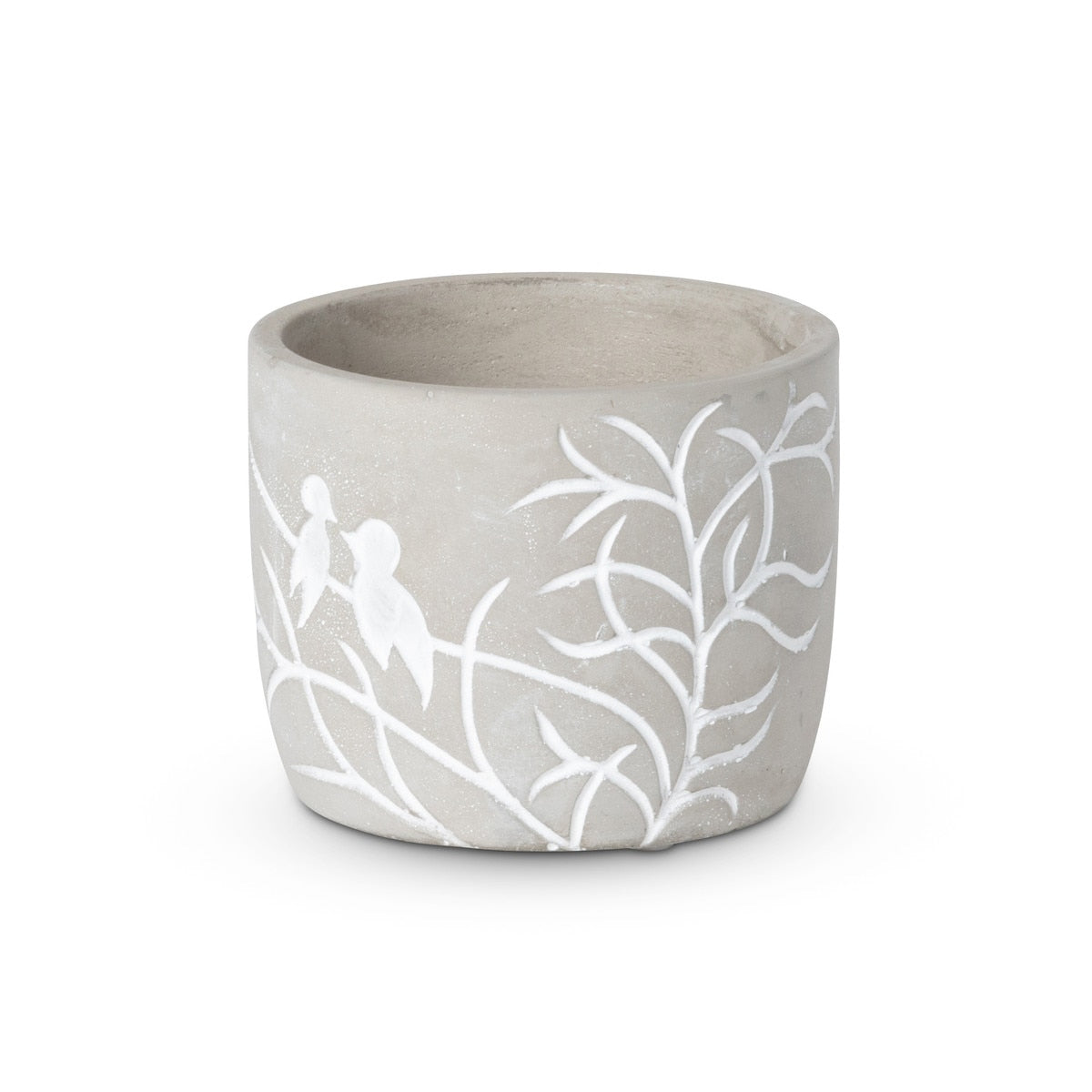 Lovebirds Silhouette Cement Pot, Medium style shot 1