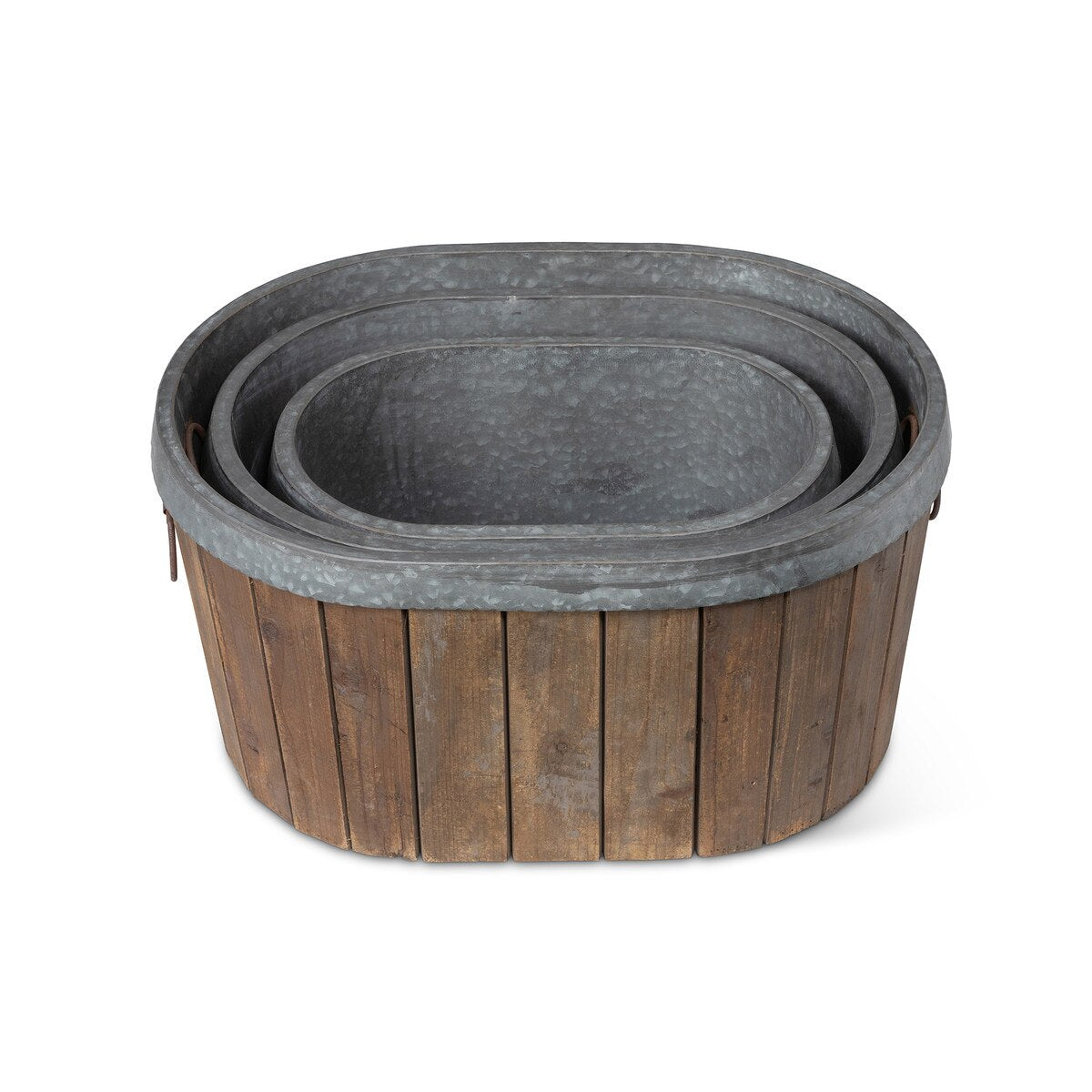 Galvanized Wooden Oval Tub style shot 2