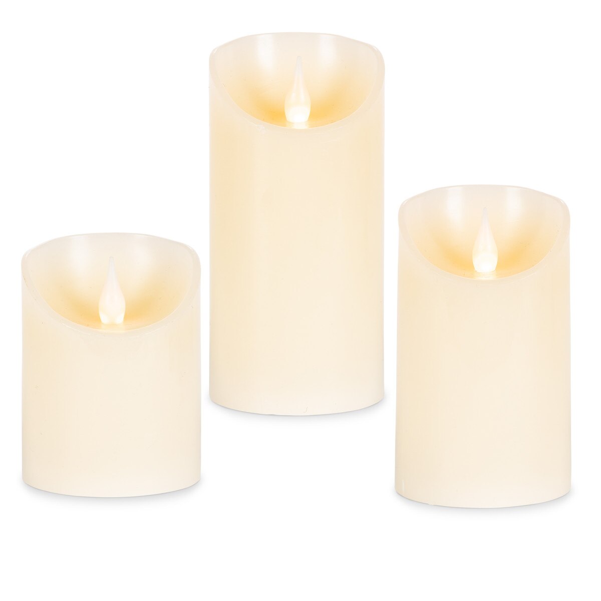Flameless Wax Pillar Candles with Fire Glow Tip , Set of 3 style shot 1