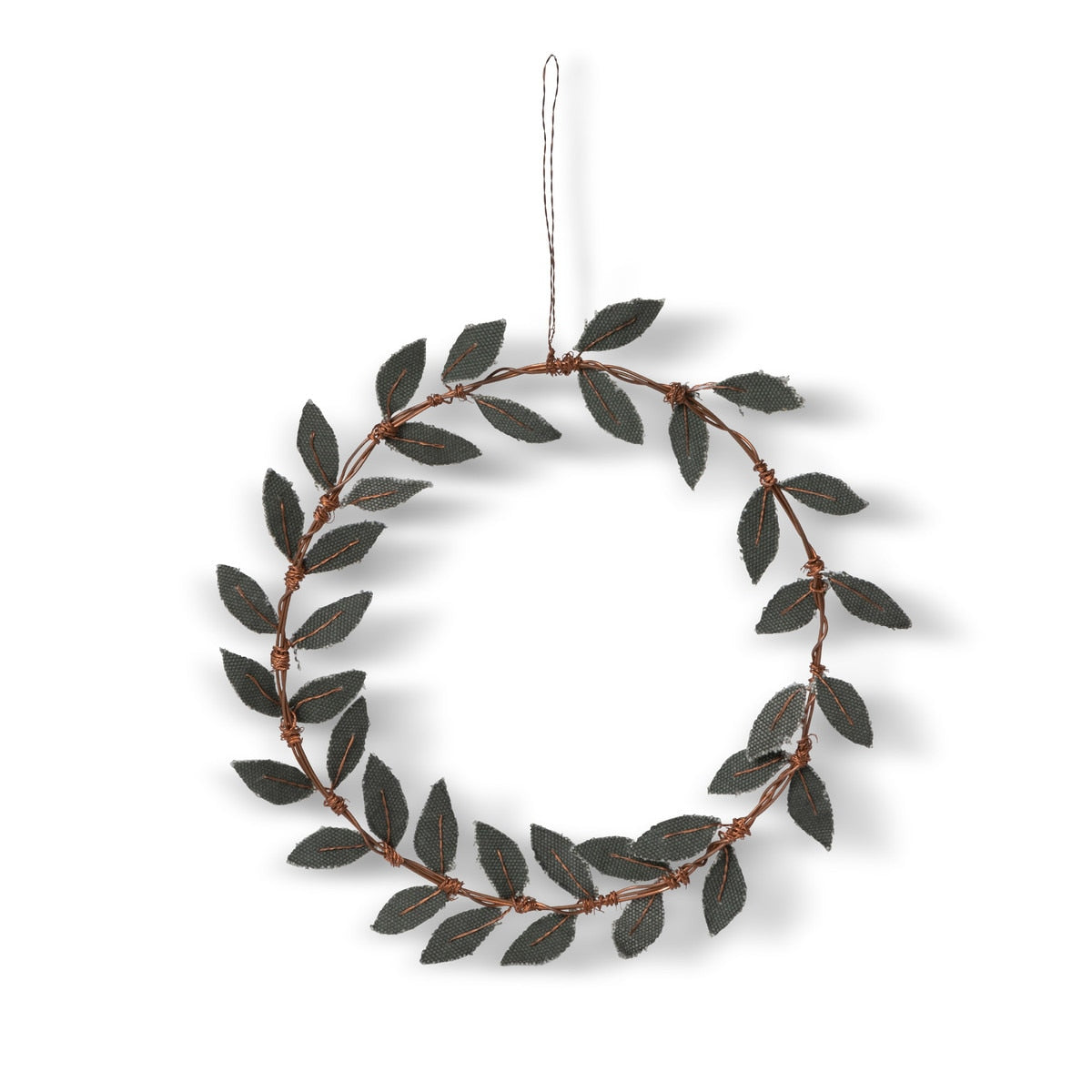 Upcycled Tent Canvas Olive Mini Leaf Wreath style shot 2