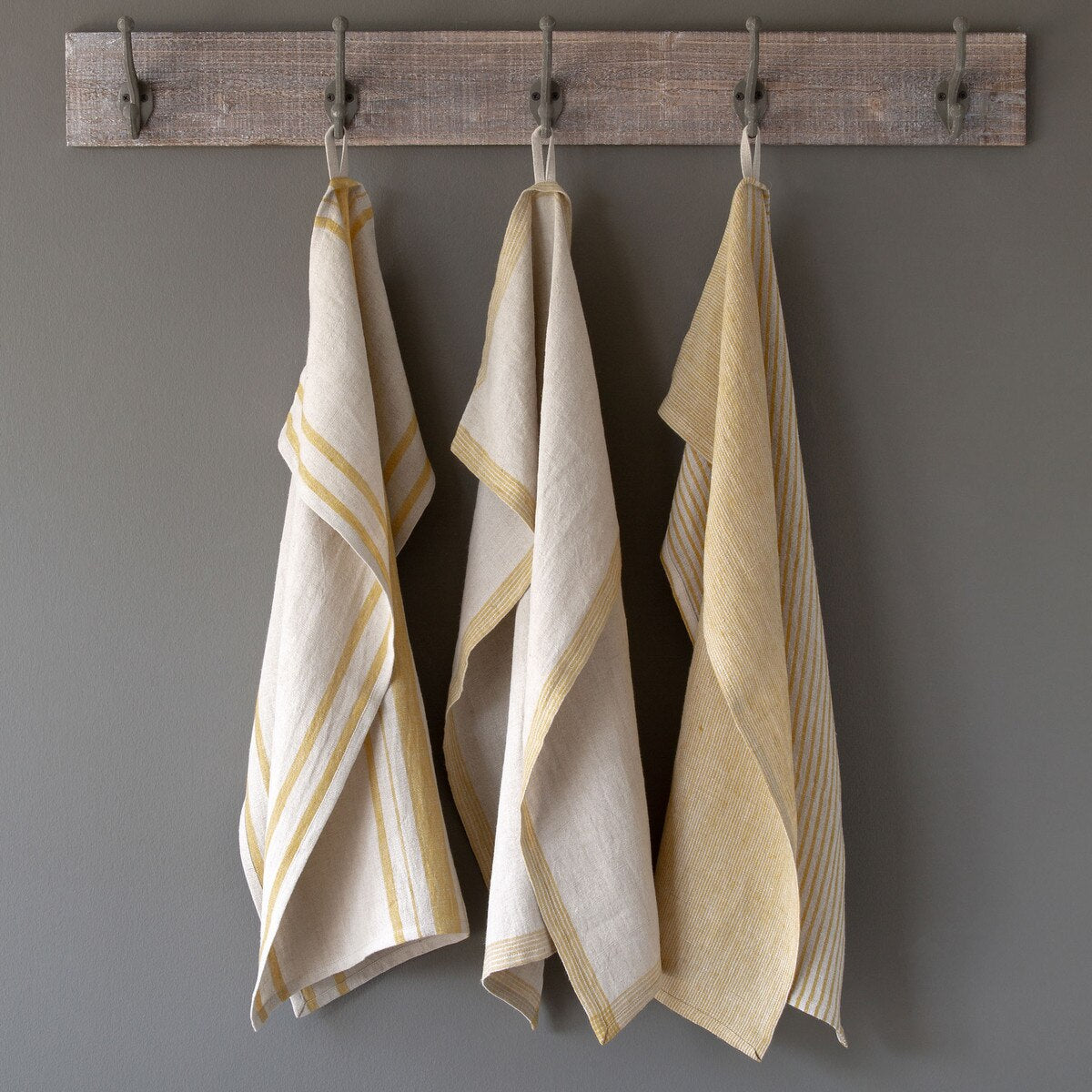 Soft Linen Dish Towel, Yellow Stripe Assortment style shot 1