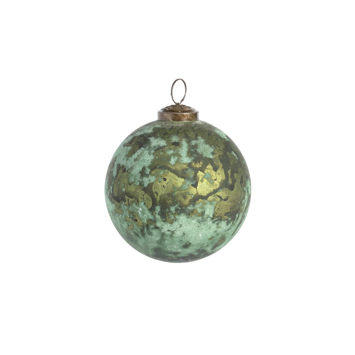 Green Marble Finish Glass Ball Ornament, Small style shot 1