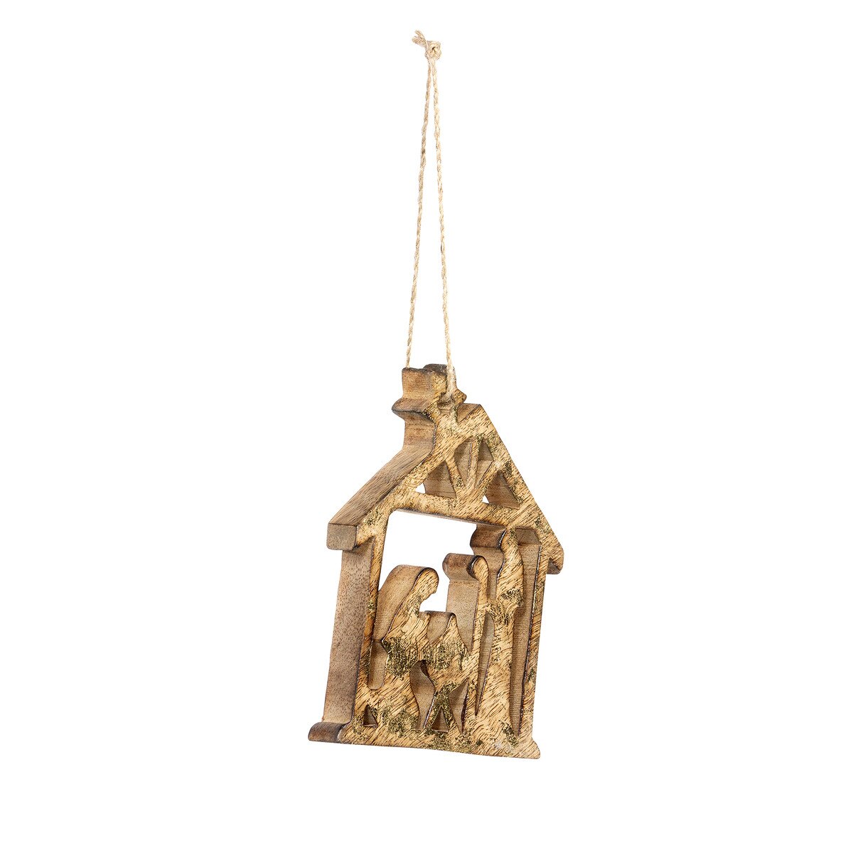 Wooden Carved Nativity Ornament, Large style shot 2