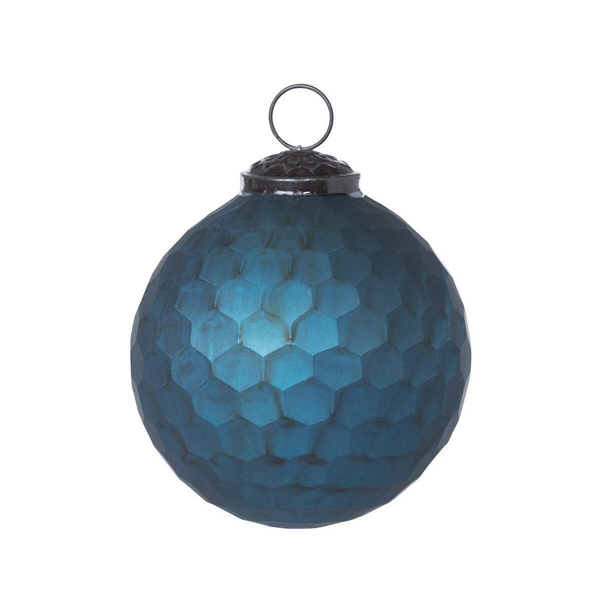 Honeycomb Pattern Glass Ball Ornament, Cobalt Blue style shot 1
