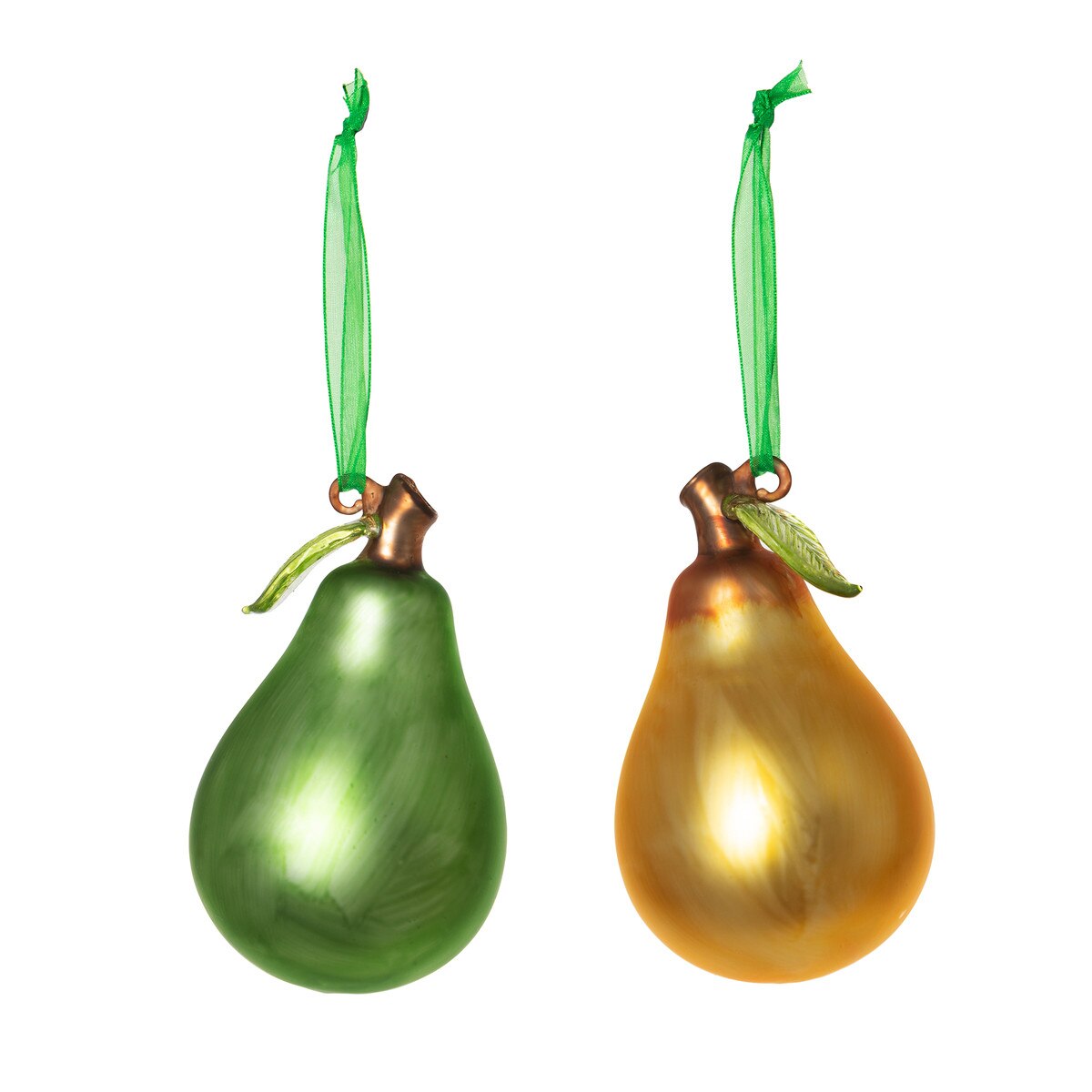 Pear with Leaf Glass Ball Ornament, 2 Assorted Styles style shot 1