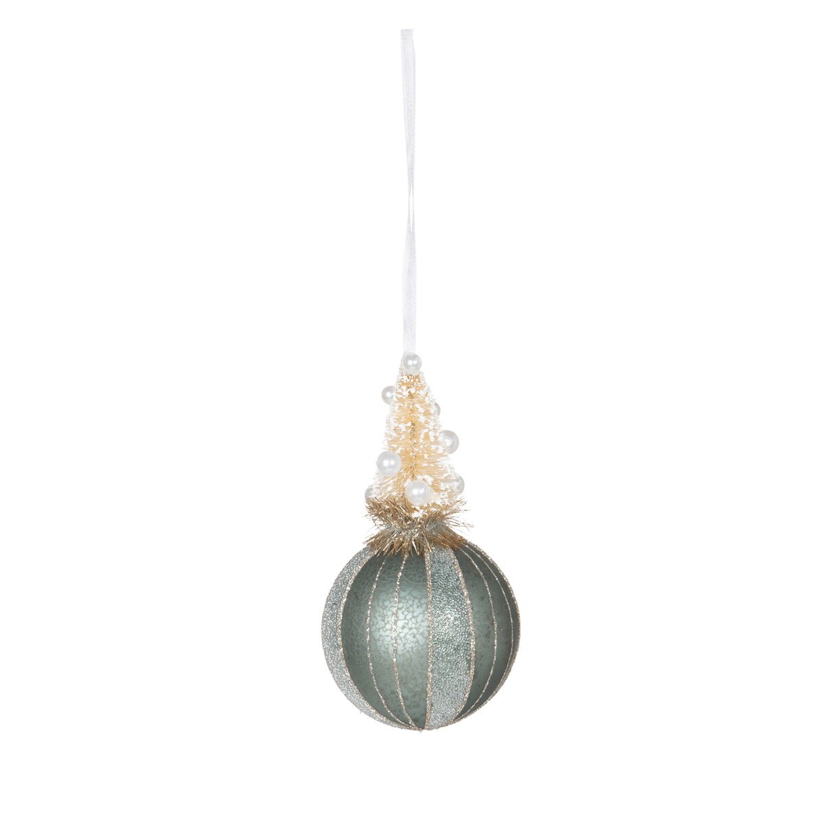 Frosted Sisal Tree on Reflector Ball, Antique Blue style shot 2