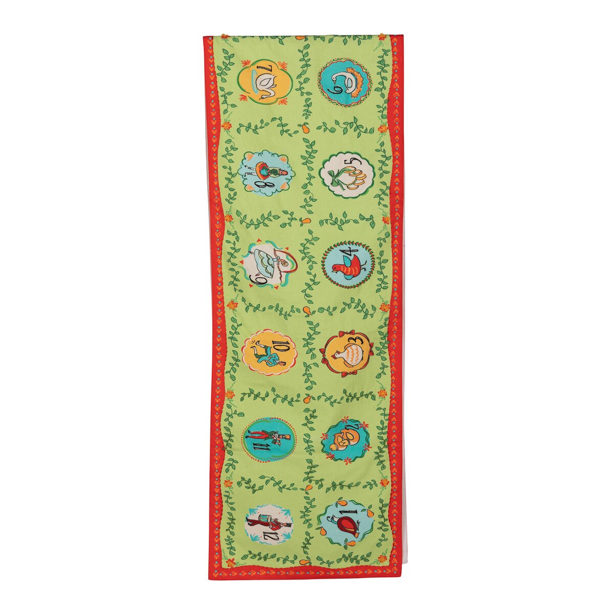 12 Days of Christmas Embroidered Cotton Table Runner style shot 2