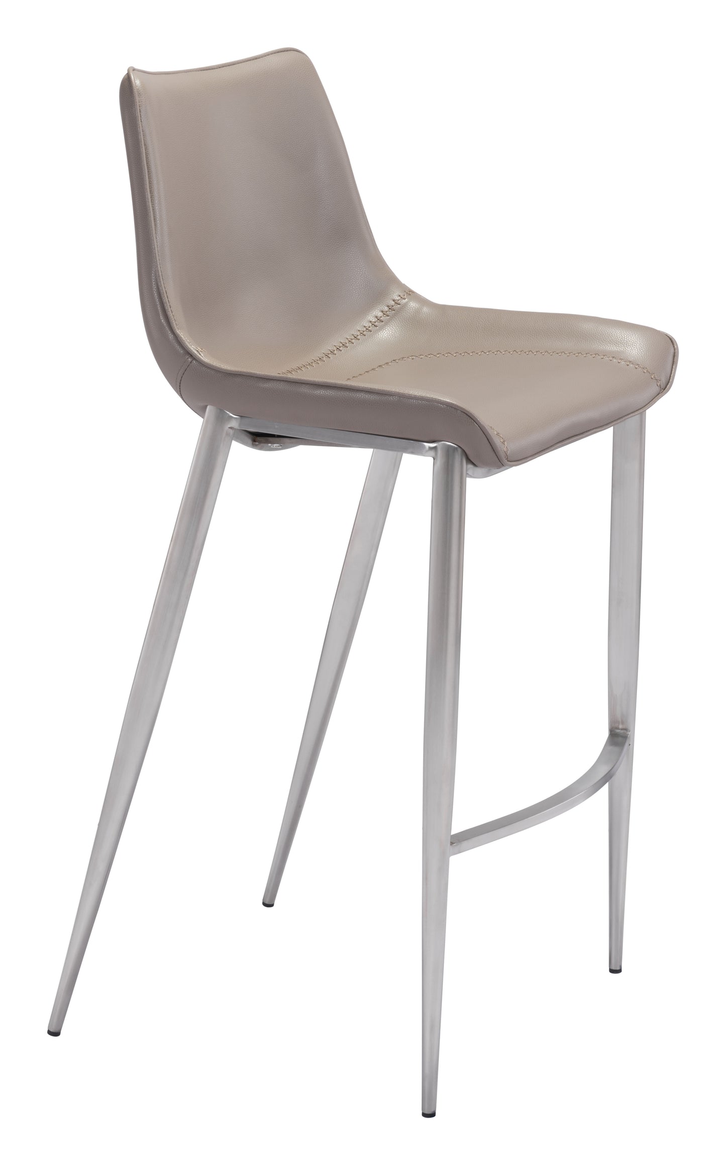 Magnus Barstool (Set of 2) Brown & Silver style shot 2