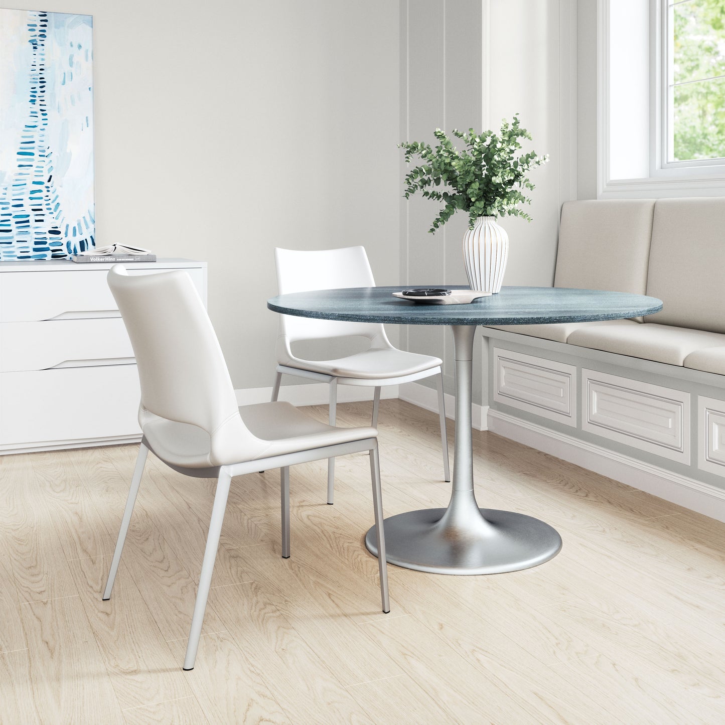 Ace Dining Chair (Set of 2) White & Silver style shot 2
