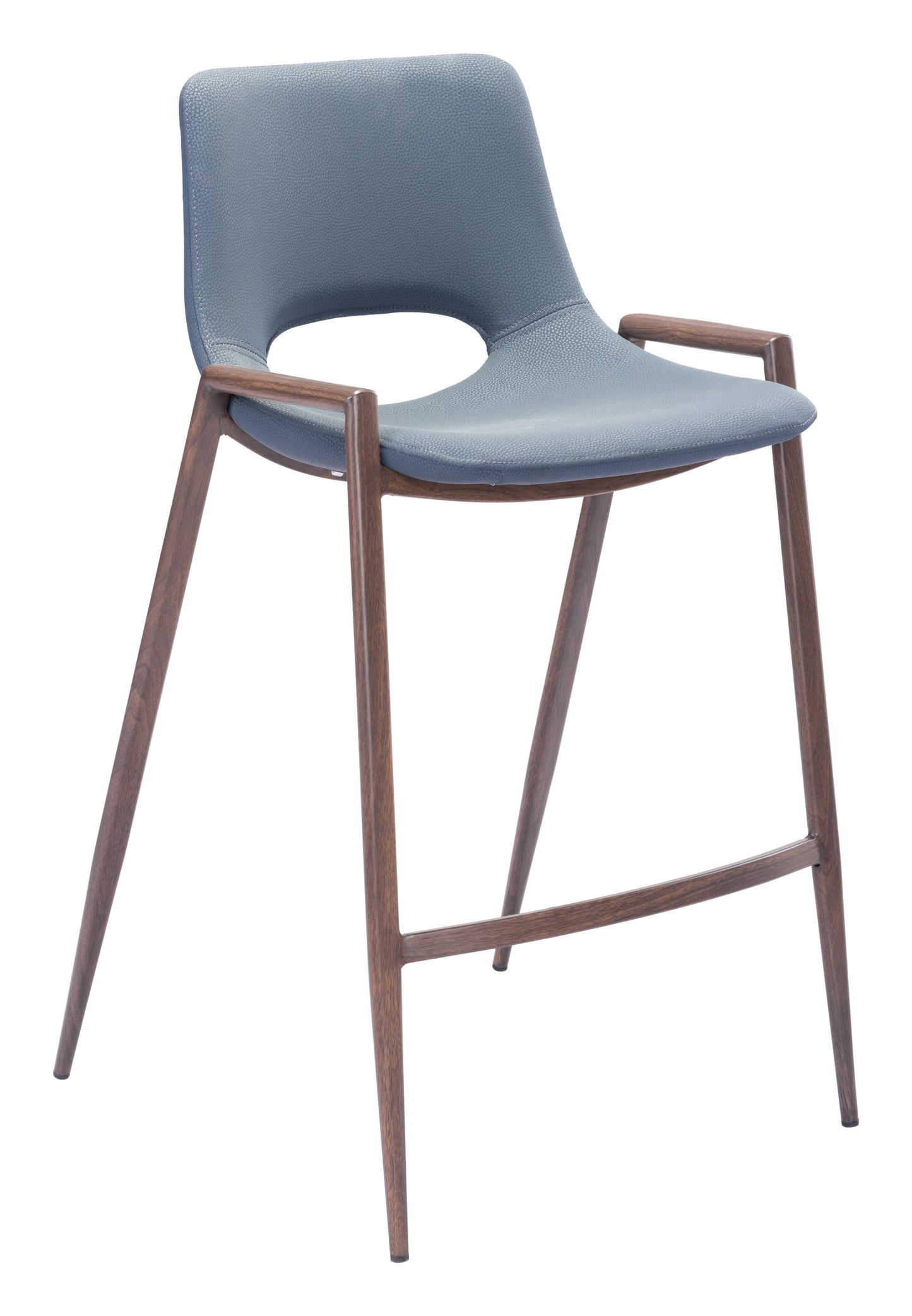 Desi Counter Stool (Set of 2) Azure Gray & Walnut style shot 2
