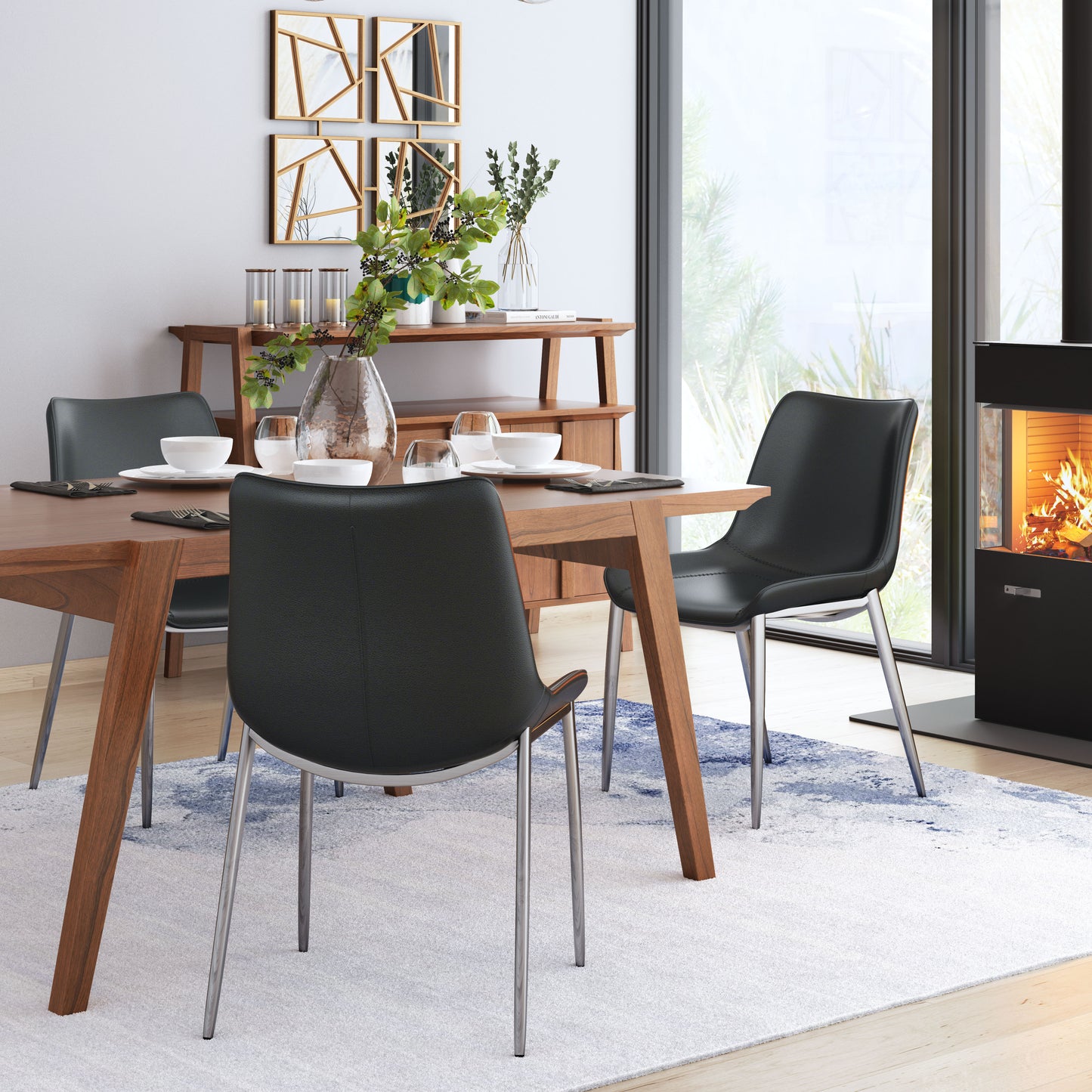 Magnus Dining Chair (Set of 2) Black & Silver style shot 2