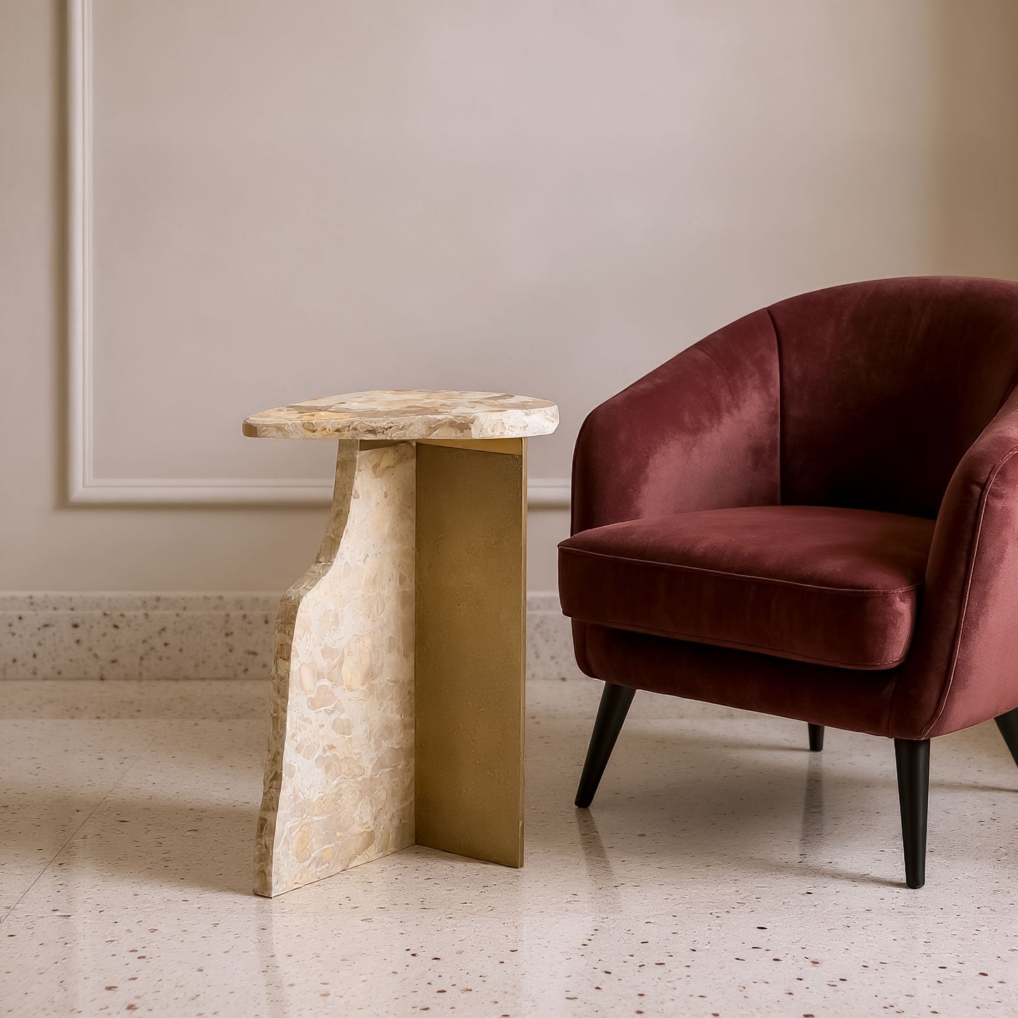 Surya Side Table Beige style shot 2