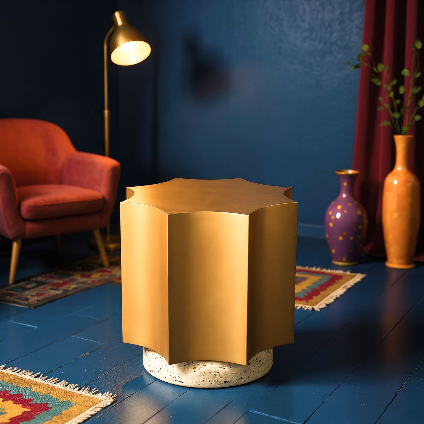 Osam Side Table Gold & Beige style shot 2