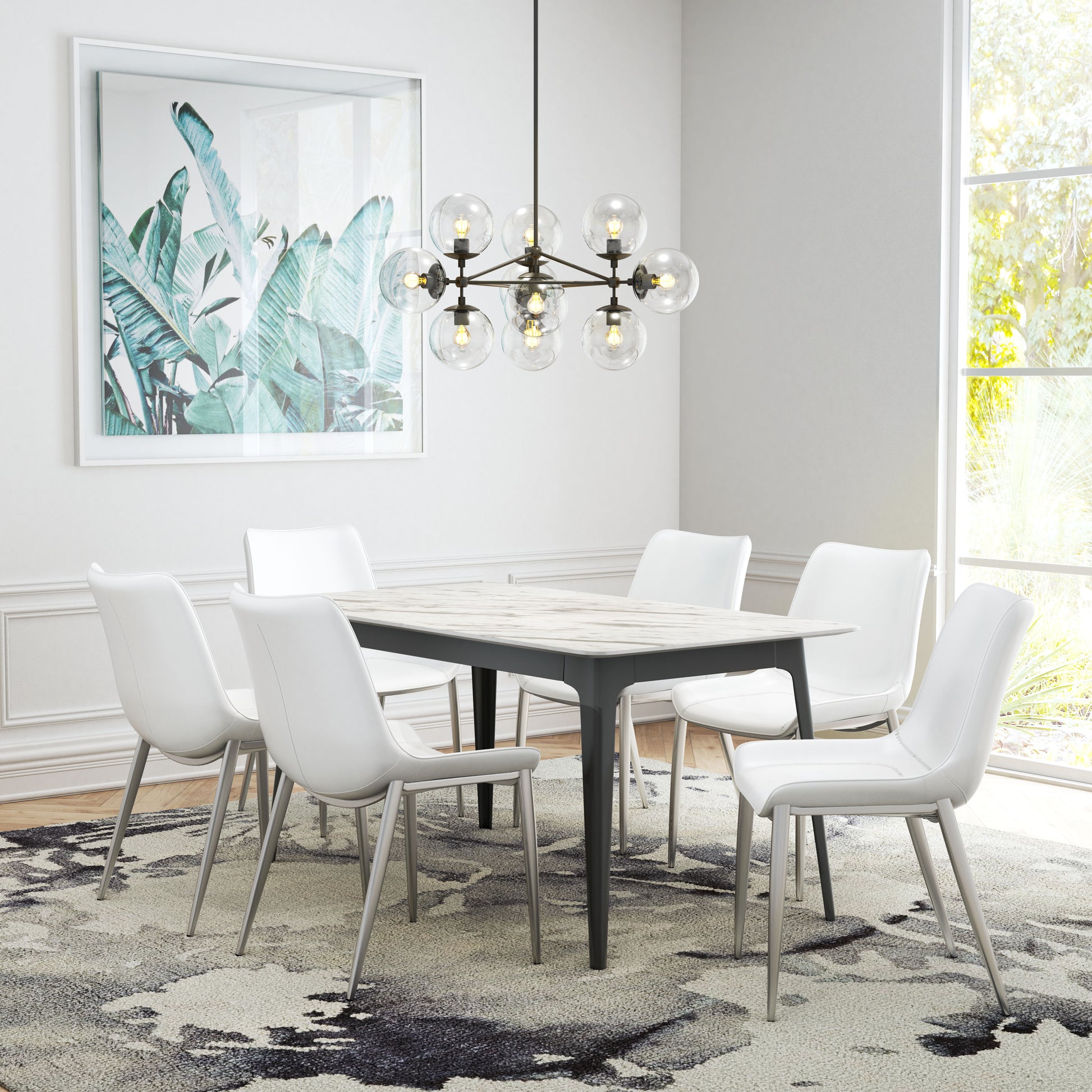 Magnus Dining Chair (Set of 2) White & Silver style shot 1