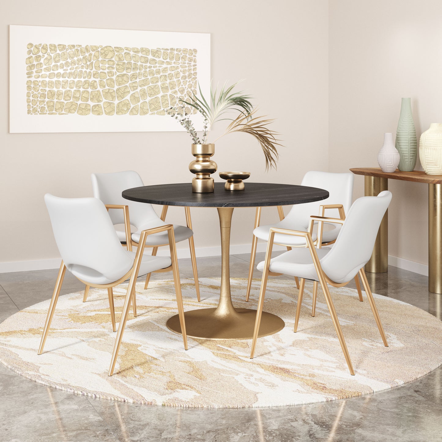 Desi Dining Chair (Set of 2) White & Gold style shot 1