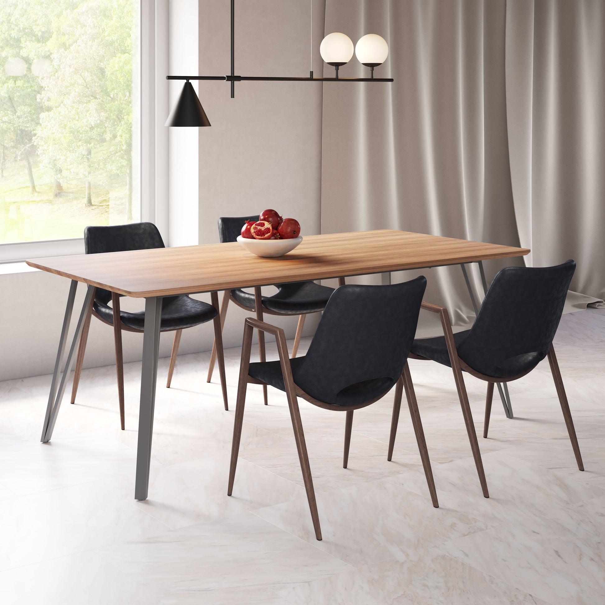 Desi Dining Chair (Set of 2) Black & Walnut style shot 1