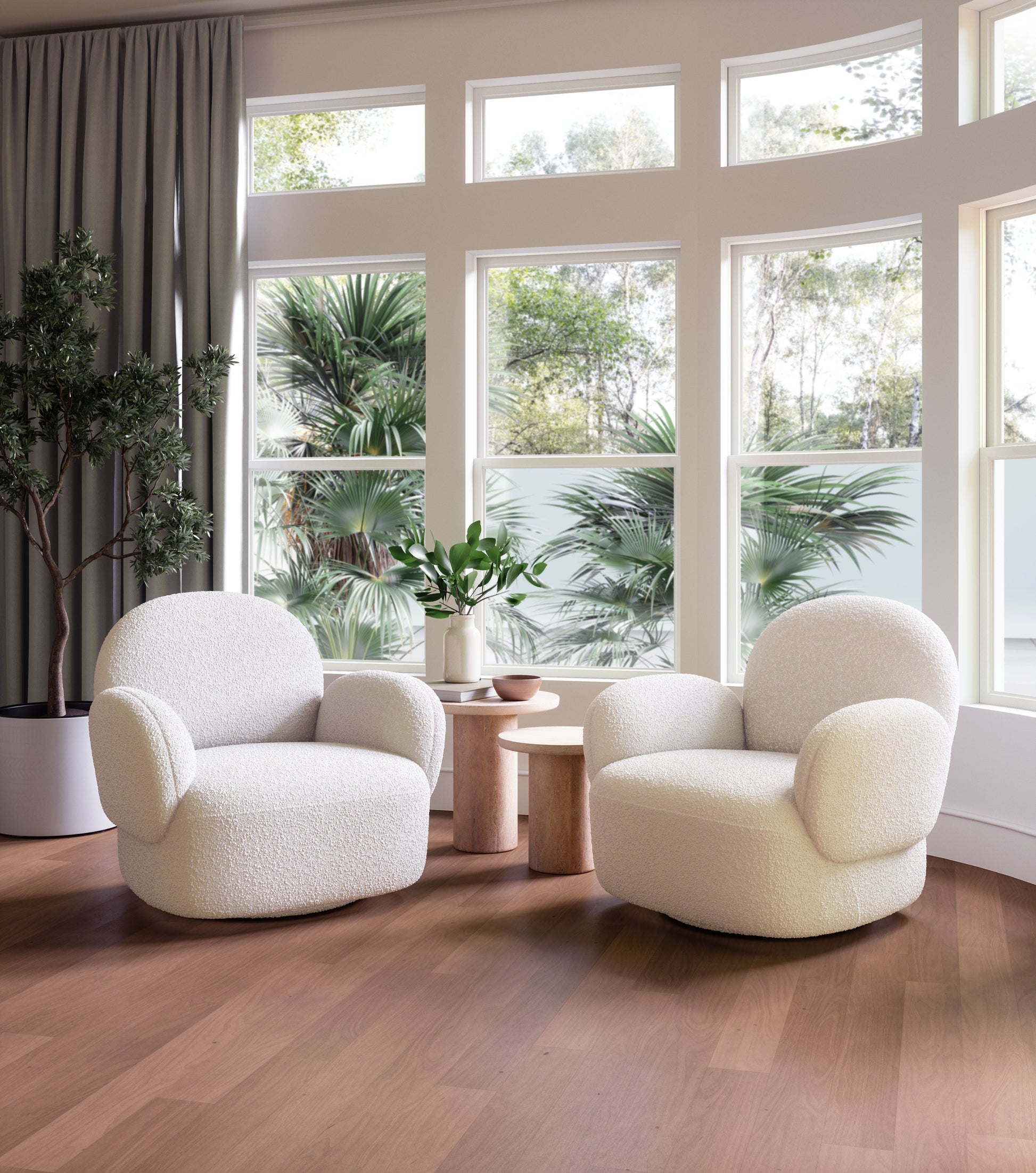 Pilka Swivel Chair White style shot 1