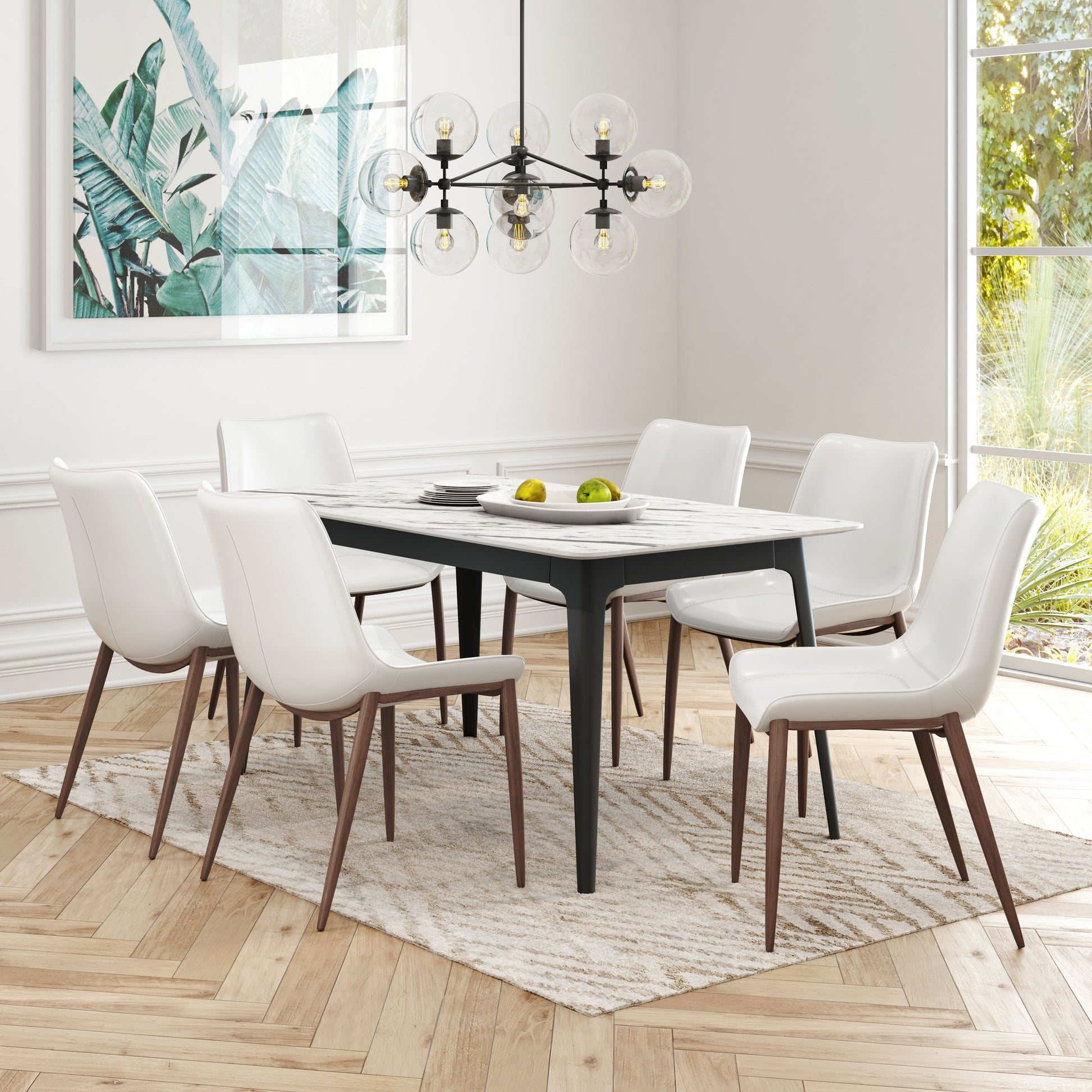 Magnus Dining Chair (Set of 2) White & Walnut style shot 1
