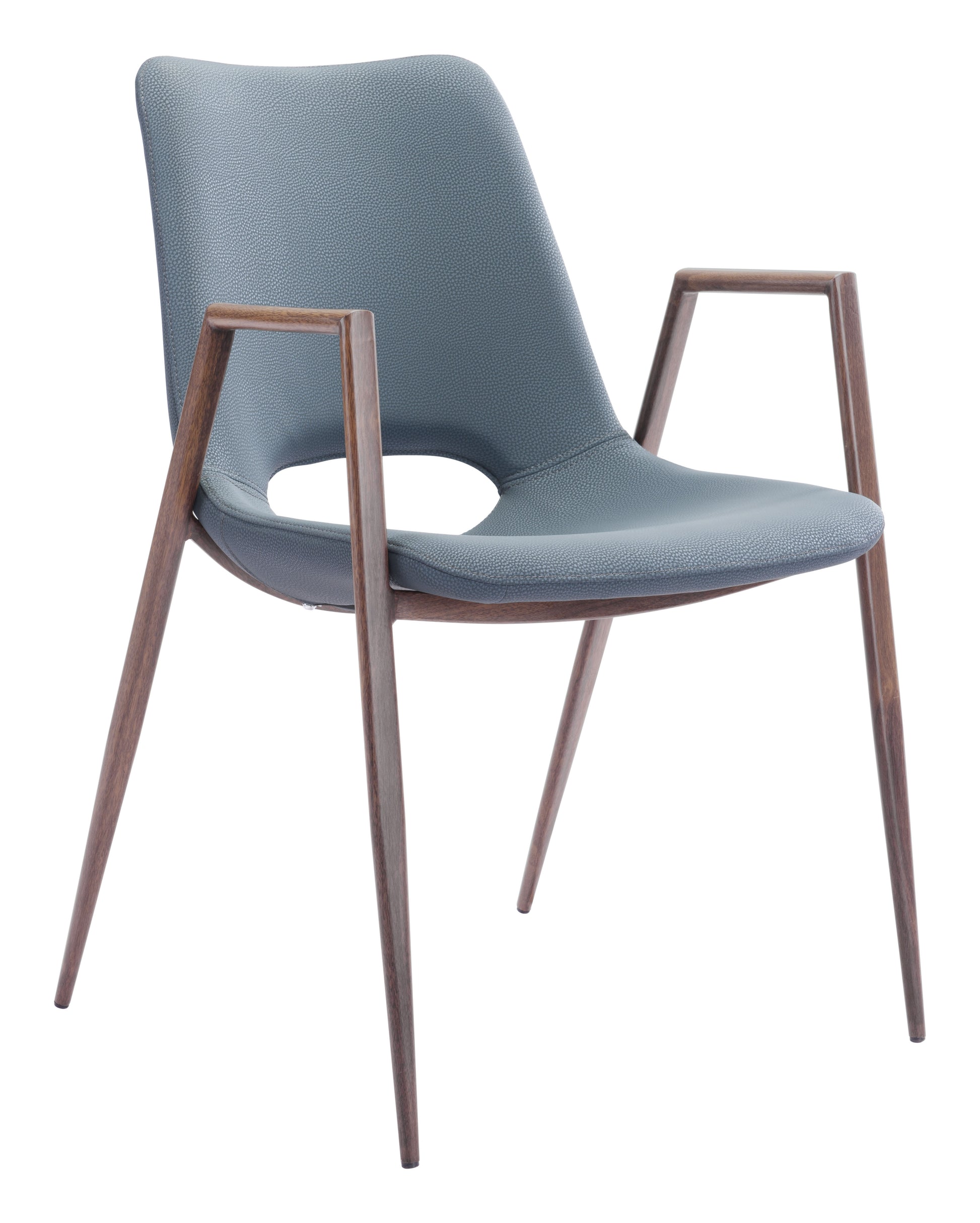 Desi Dining Chair (Set of 2) Azure Gray & Walnut style shot 2