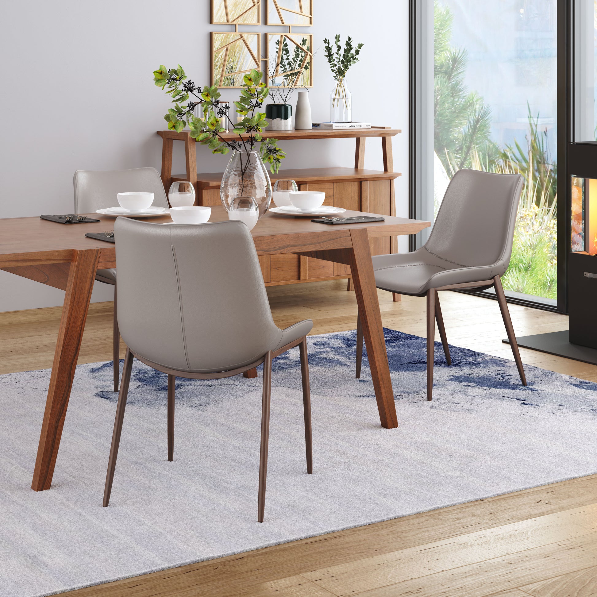 Magnus Dining Chair (Set of 2) Brown & Walnut style shot 2