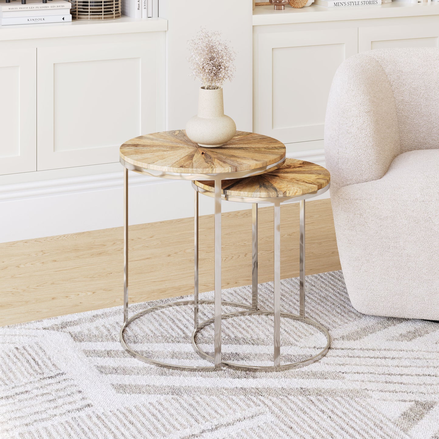 Bari Nesting Table Set (2-Piece) Natural style shot 1