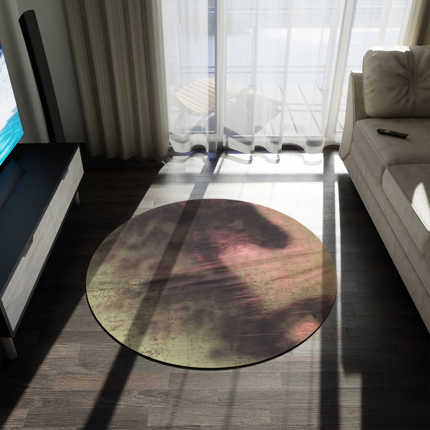 Round Rug - Neutral Horse Painting Design