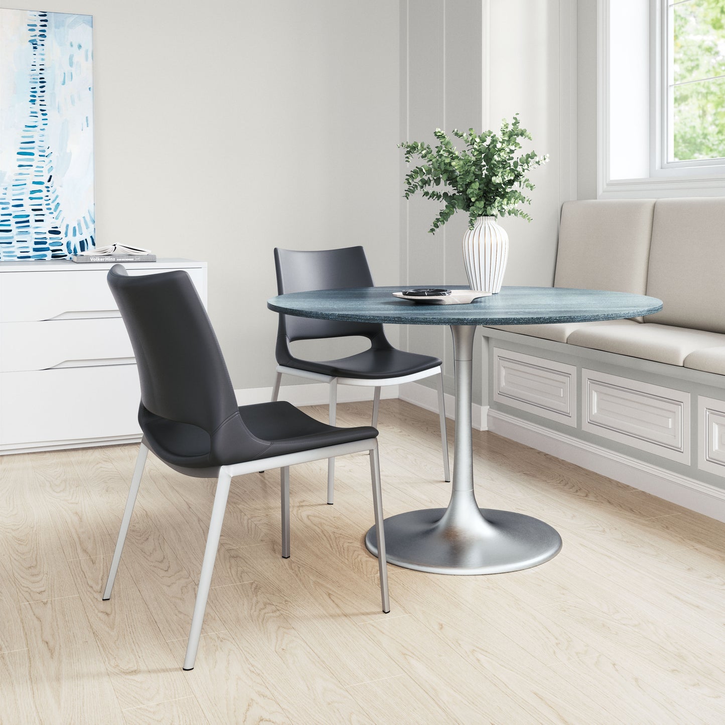 Ace Dining Chair (Set of 2) Black & Silver style shot 2