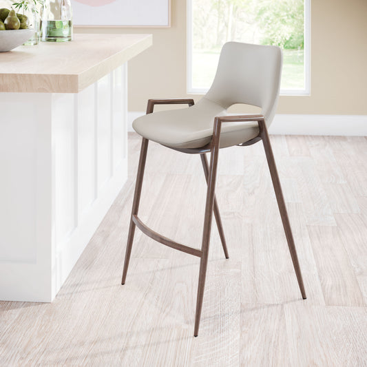 Desi Counter Stool (Set of 2) Beige & Walnut