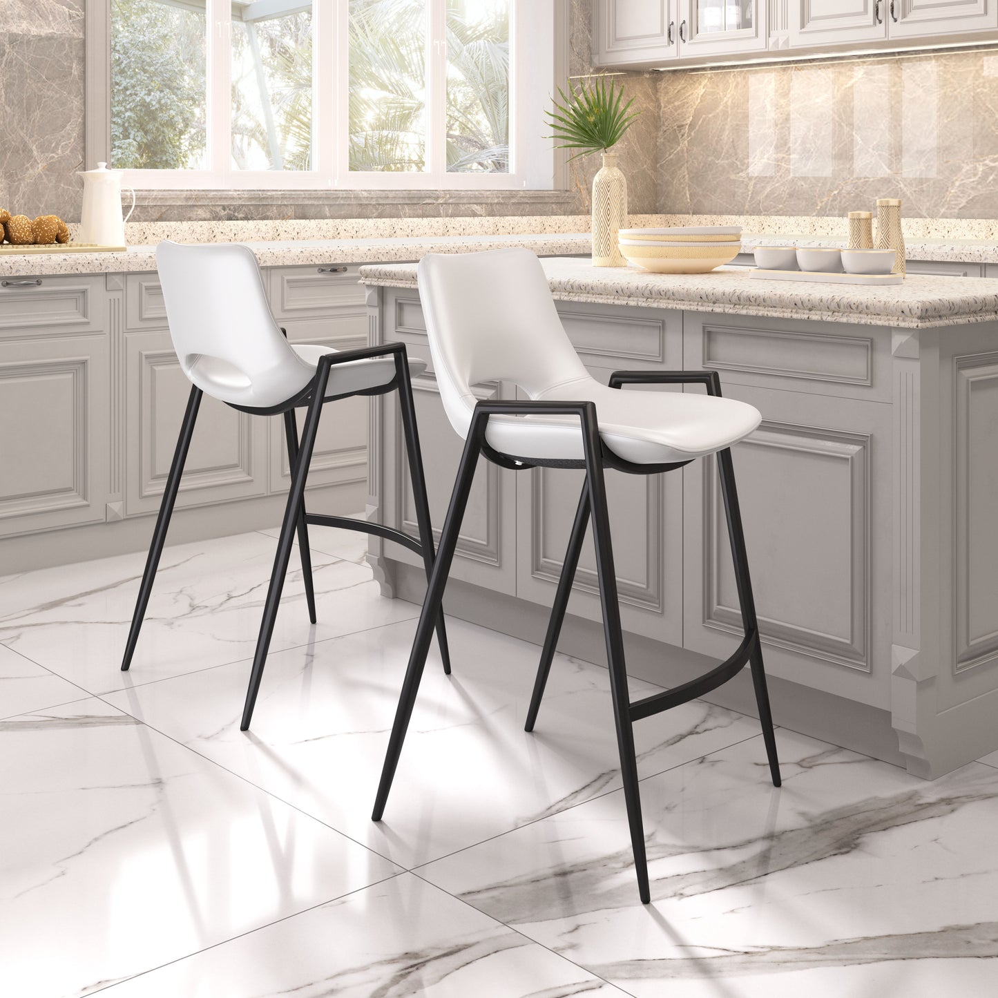 Desi Counter Stool (Set of 2) White style shot 1