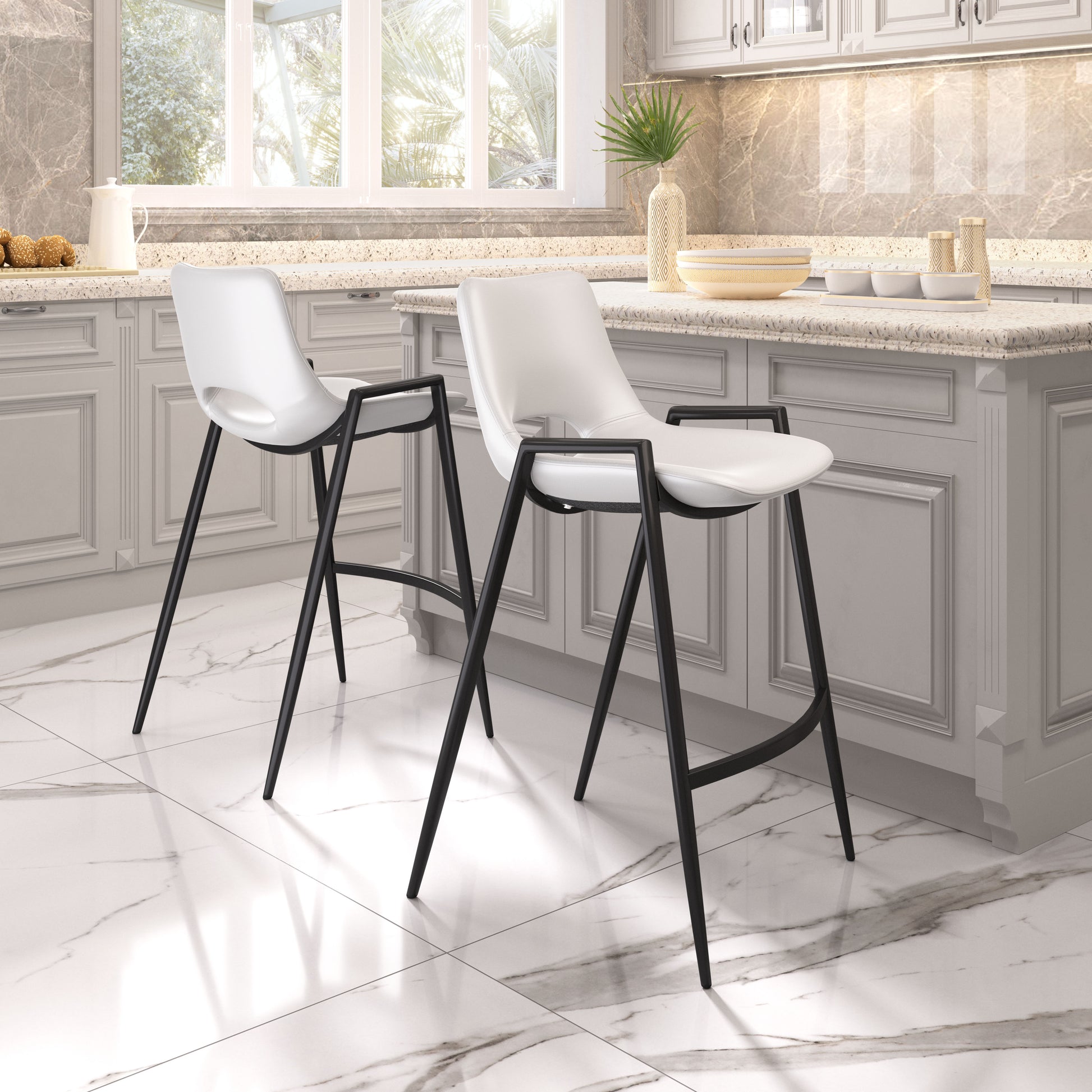 Desi Counter Stool (Set of 2) White style shot 1
