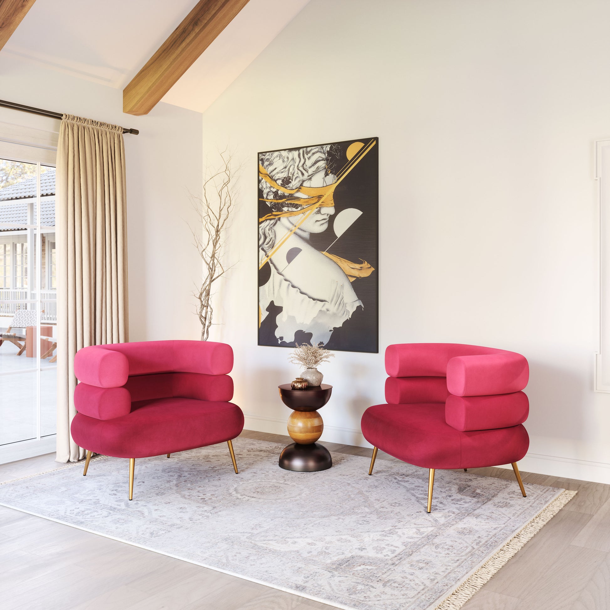 Arish Accent Chair Red style shot 1