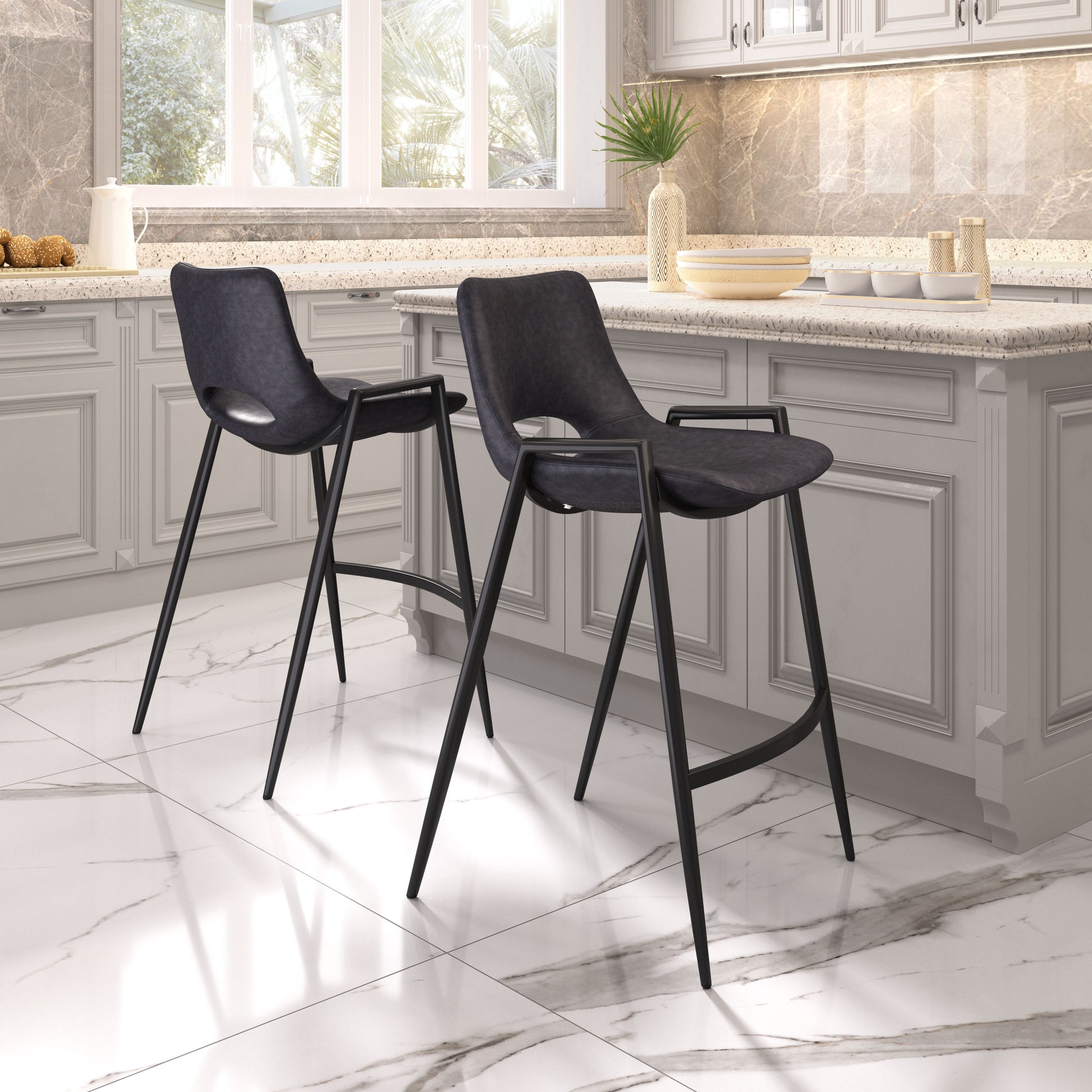 Desi Counter Stool (Set of 2) Black style shot 1