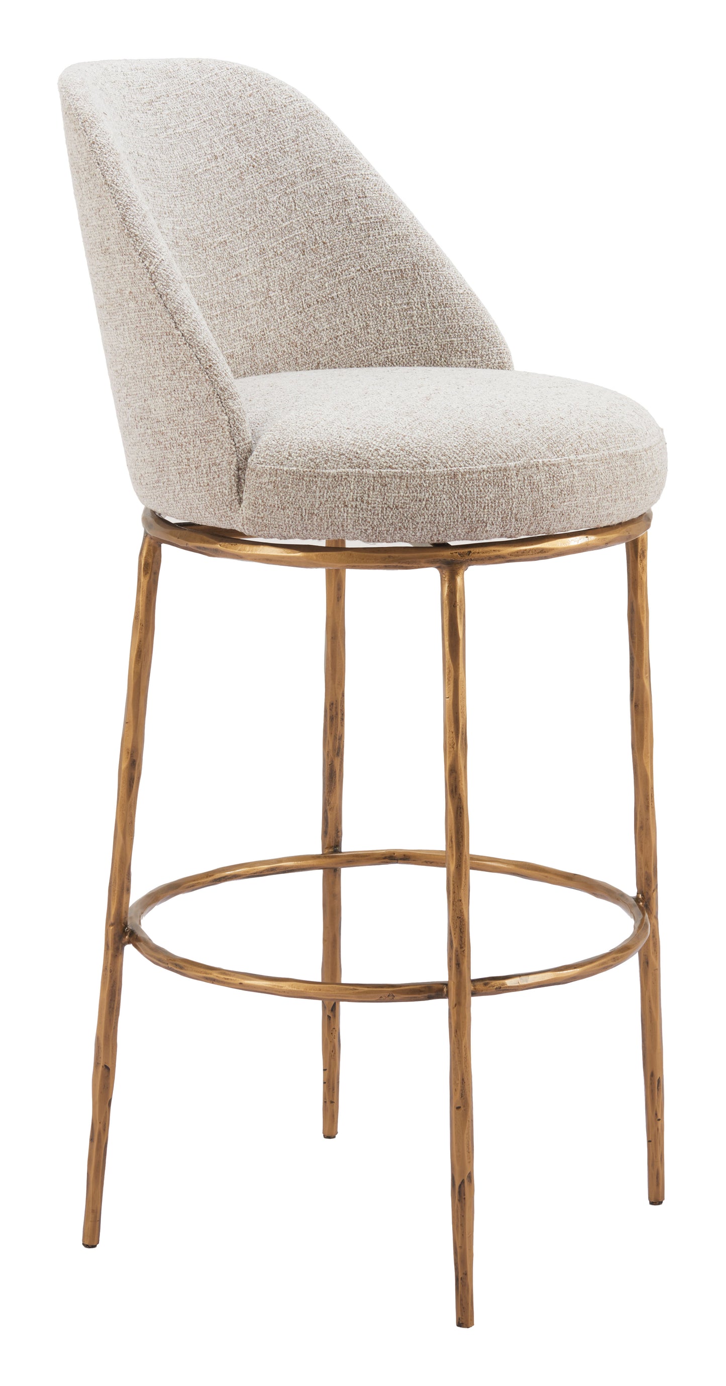 Nordhavn Swivel Barstool Beige & Gold style shot 1