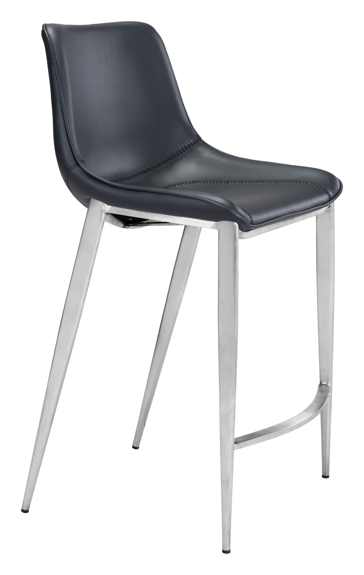Magnus Counter Stool (Set of 2) Black & Silver style shot 1