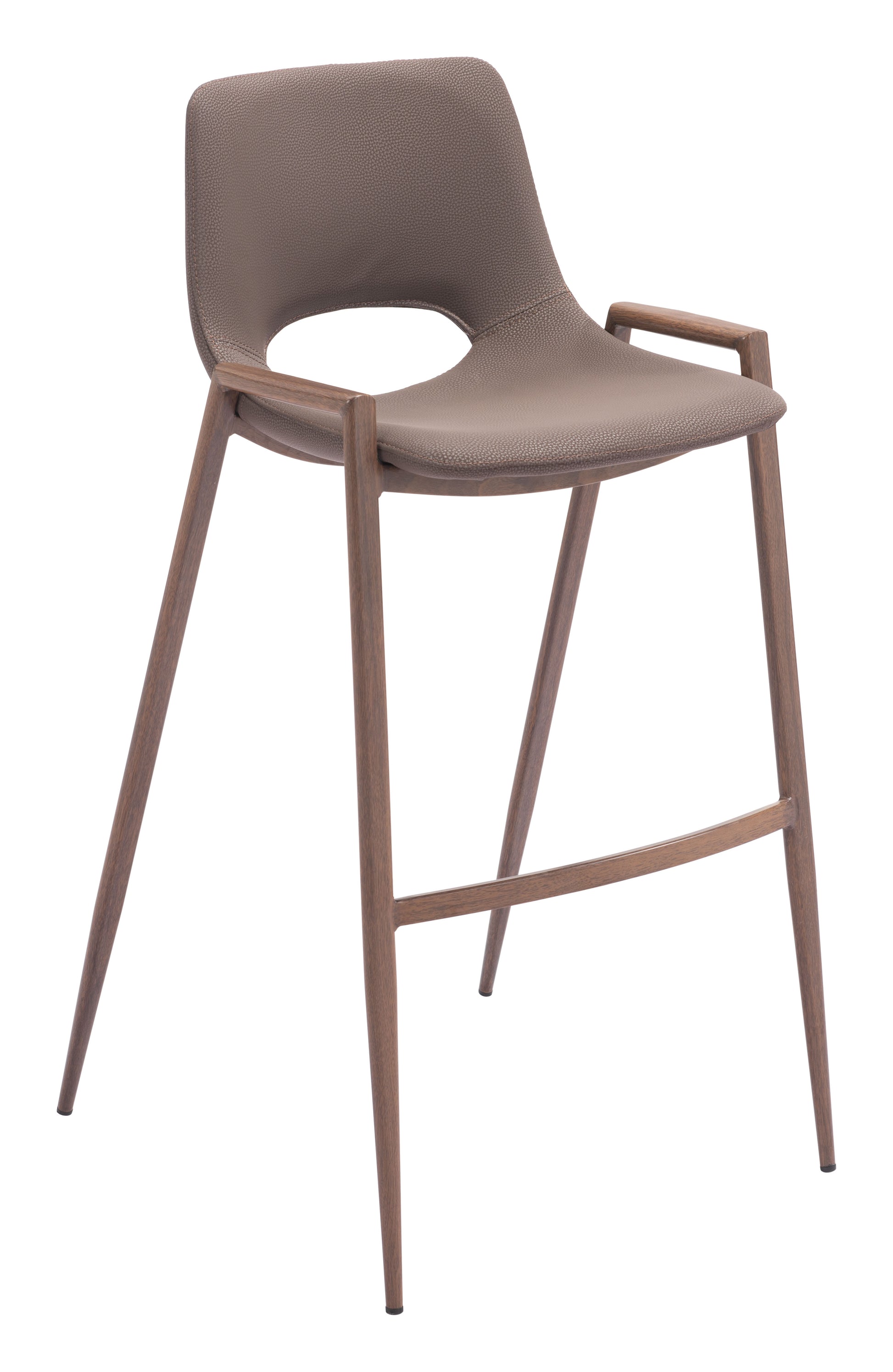 Desi Barstool (Set of 2) Brown & Walnut style shot 2