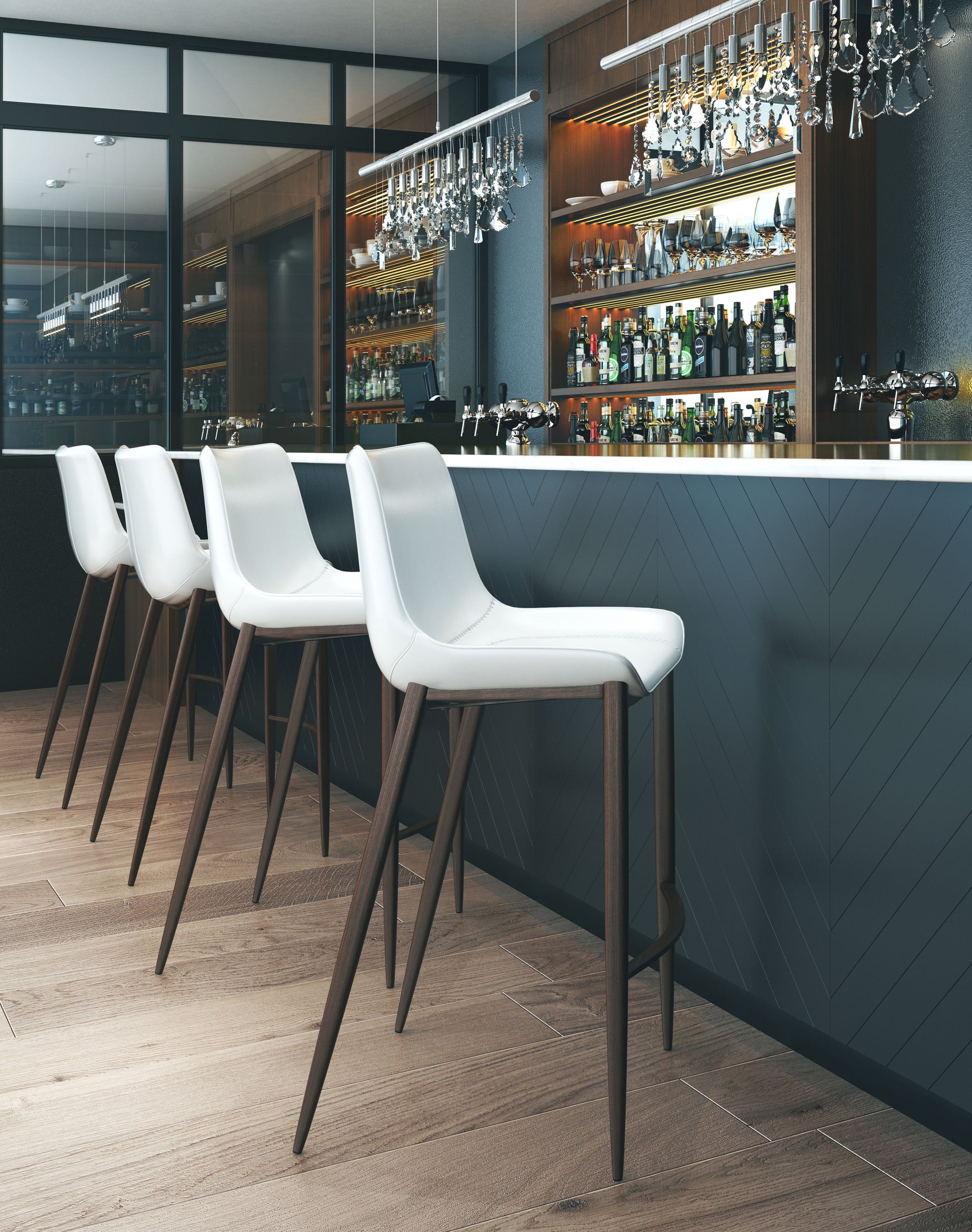 Magnus Barstool (Set of 2) White & Walnut style shot 1