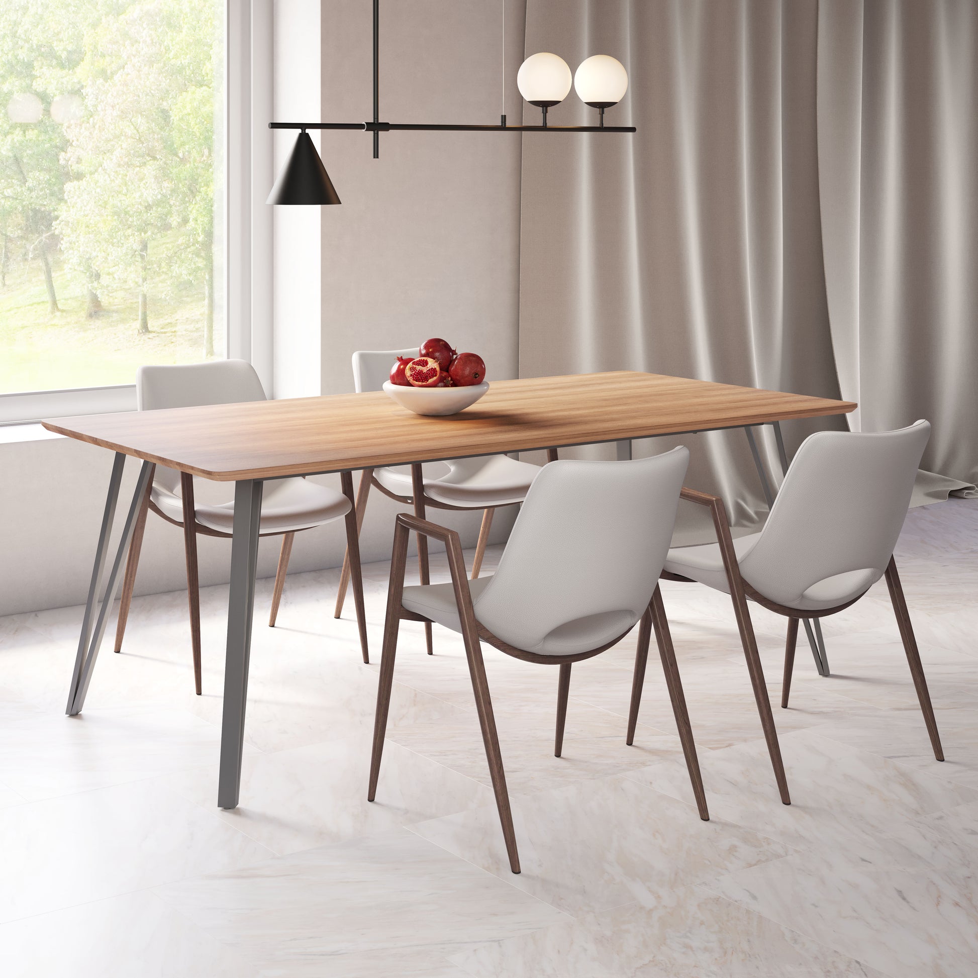 Desi Dining Chair (Set of 2) Beige & Walnut style shot 1
